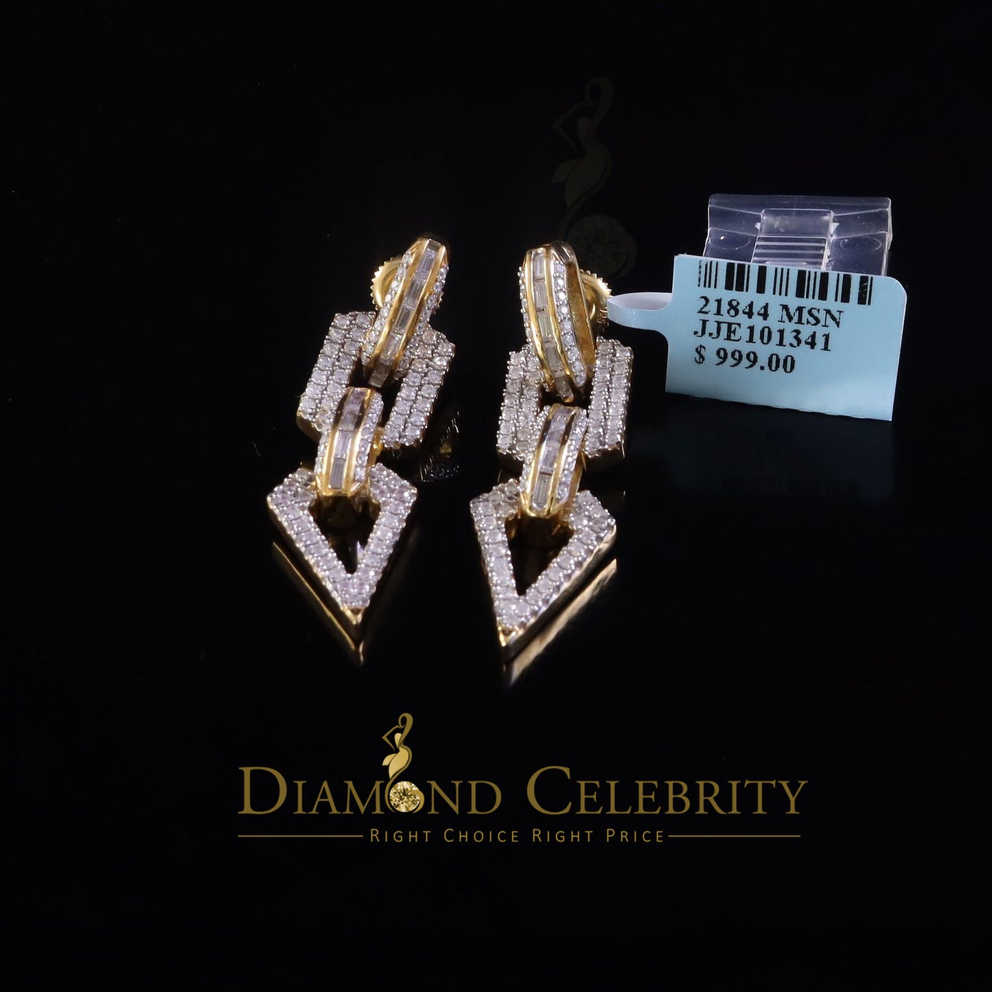 Diamondcelebritess New 925 Silver Yellow 2.00 CT VVS 'D' Moissanite Womens Bugget Dangling Earrings