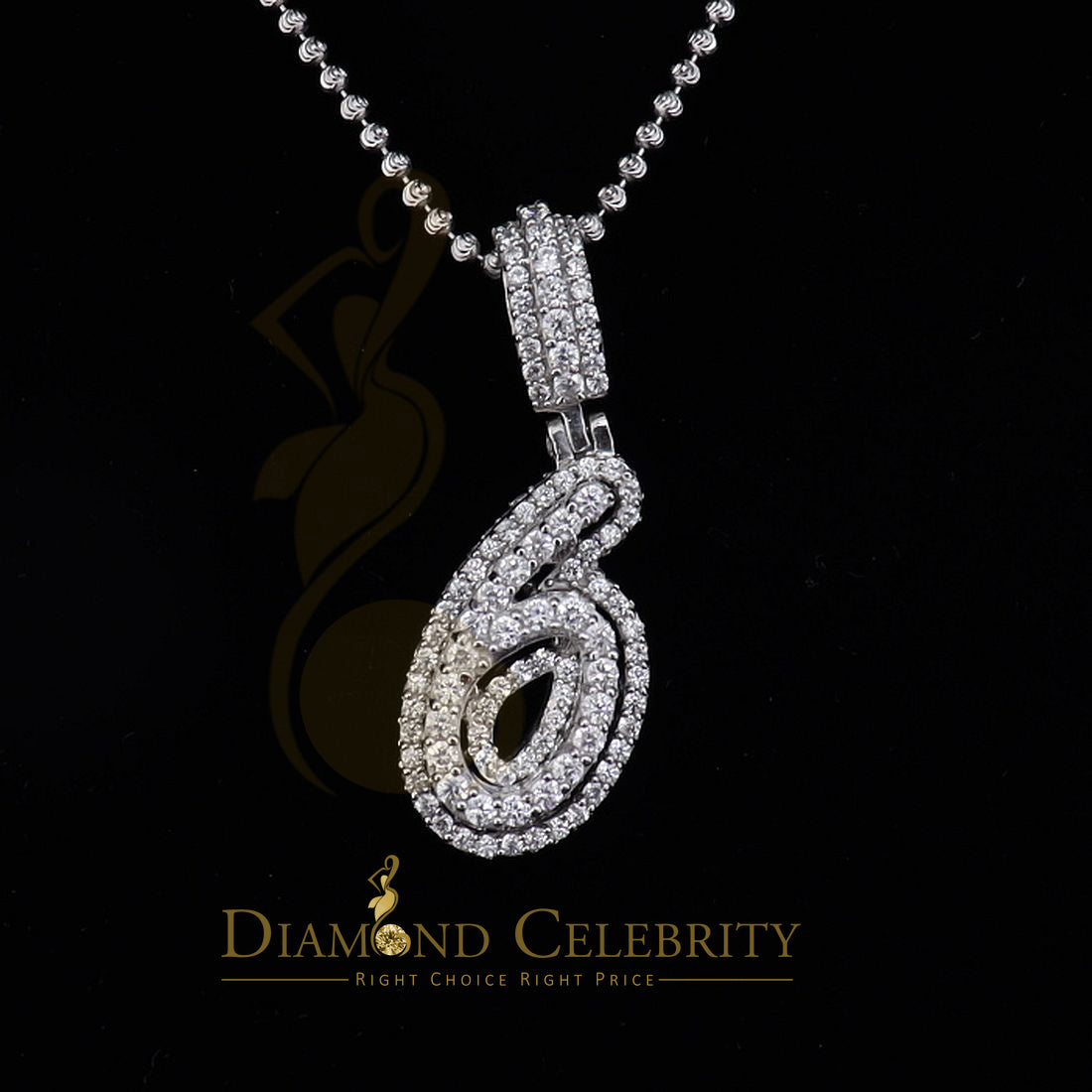 DiamondCelebritees Promise Numeric Number '1' Sterling Silver Pendant White Cubic Zirconia Stone