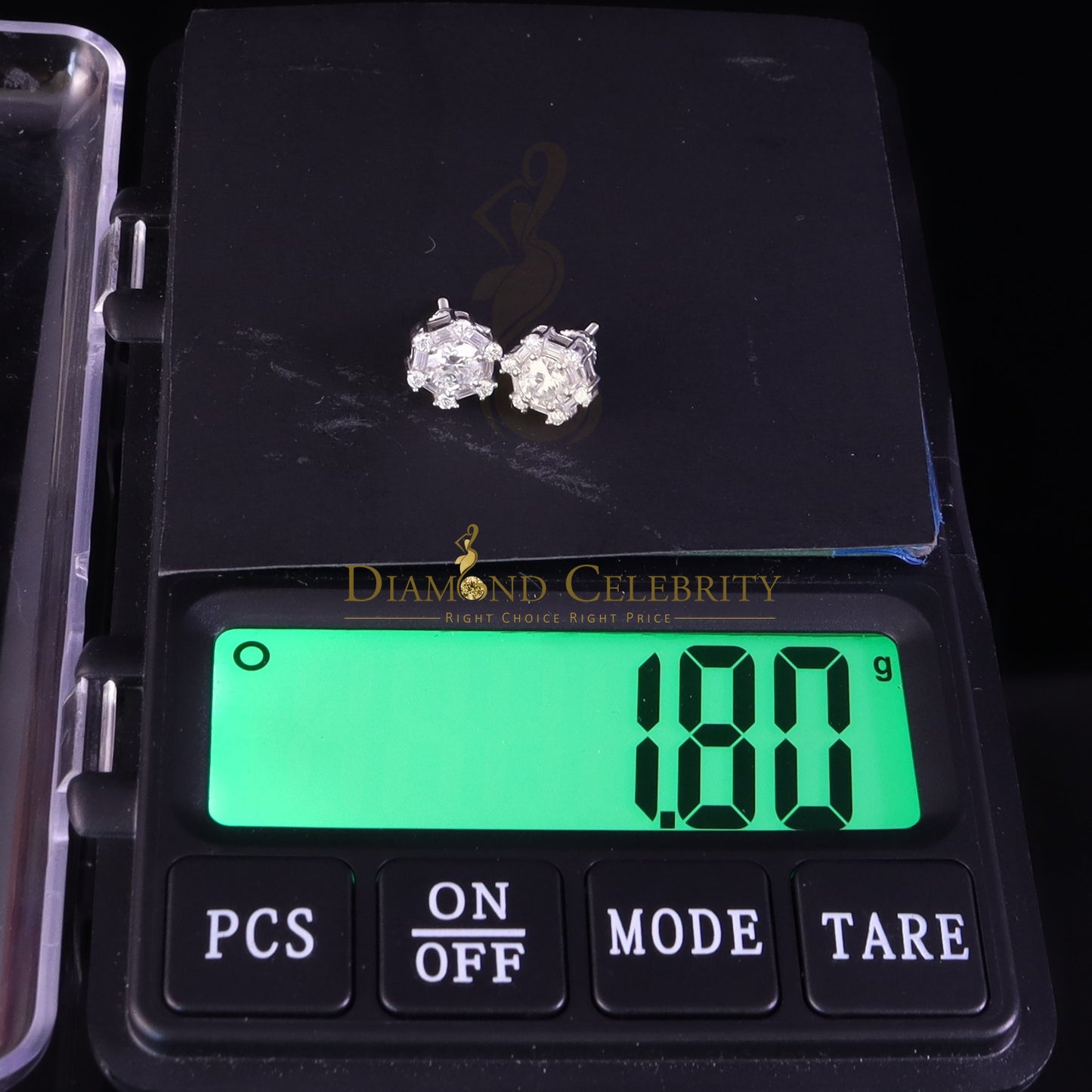 Diamondcelebritees Men's/Womens 925 Silver White 1.50ct VVS 'D' Moissanite Hexagon Stud Earrings