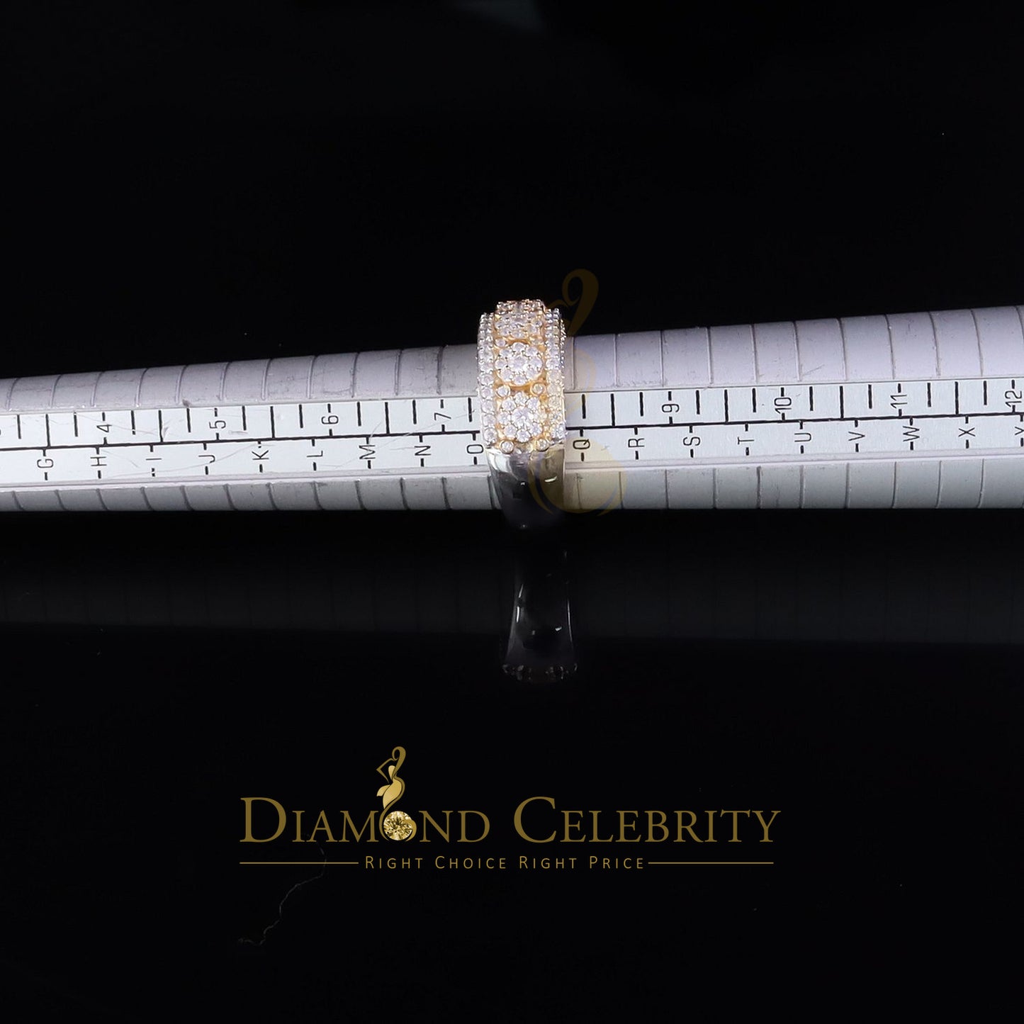 DiamondCelebritees 925 Moissanite White Round Shape Band Ring size 8 For Men's 2.50ct Silver VVS'D