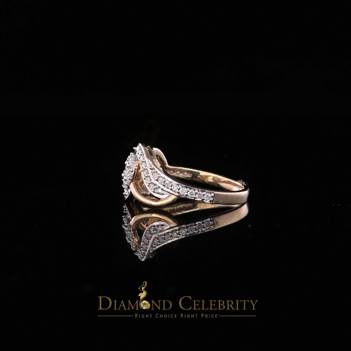 DiamondCelebritees Real 10kt Yellow Gold with 0.40 CT Real Diamond CLUSTER Womens Ring size 6.5