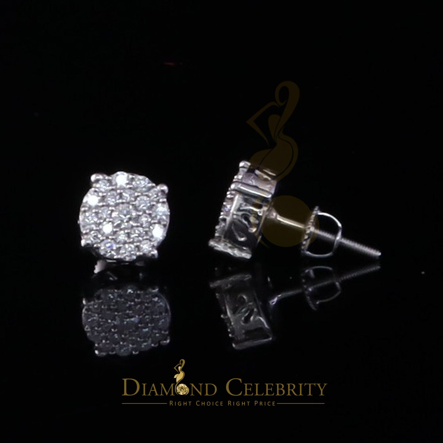 Diamondcelebritees Round Women's/Men's 925 Silver White 0.50ct VVS D Moissanite Round Stud Earrings