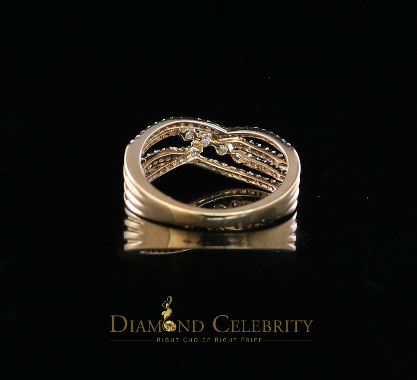 DiamondCelebritees Real 10kt Yellow Gold with 0.50CT Real Diamond Flower Style Womens Ring Size 7