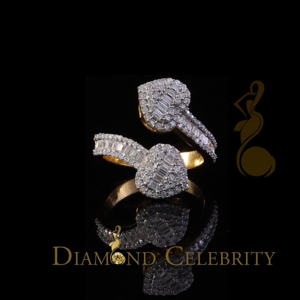 DiamondCelebritees Womens 925 Silver Yellow 2.00ct VVS 'D' Moissanite Tinny Heart Rings Size 8