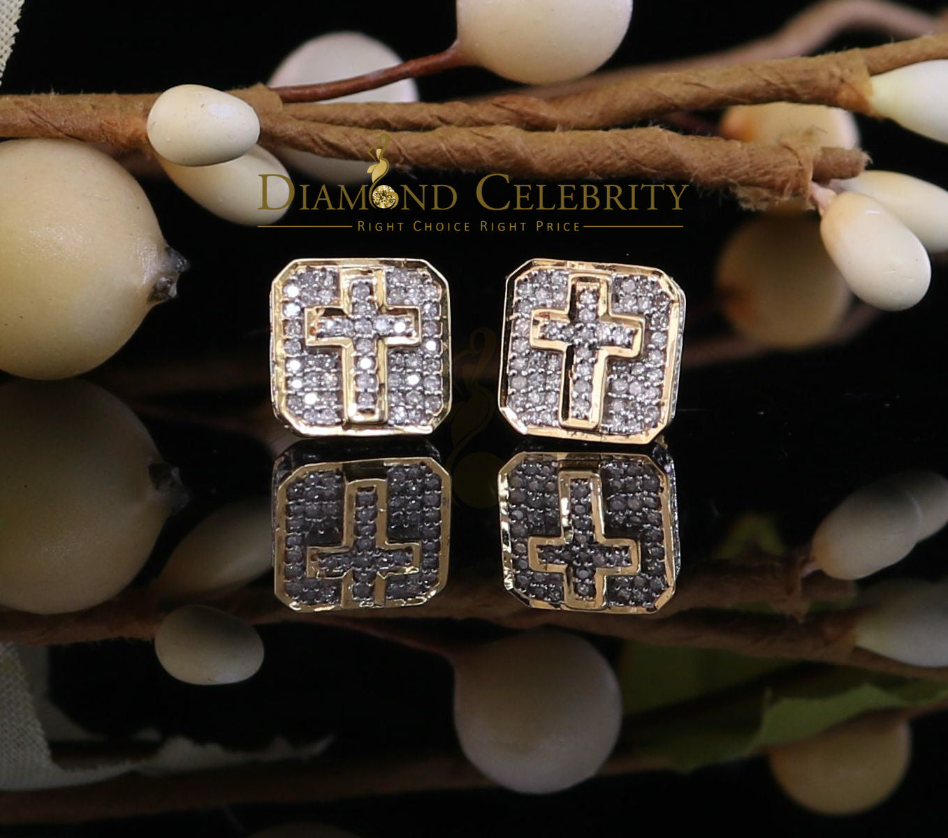 DiamondCelebritees10K Real Yellow Gold Real Micro Diamond 0.25CT Men's/Women's Stud Earring