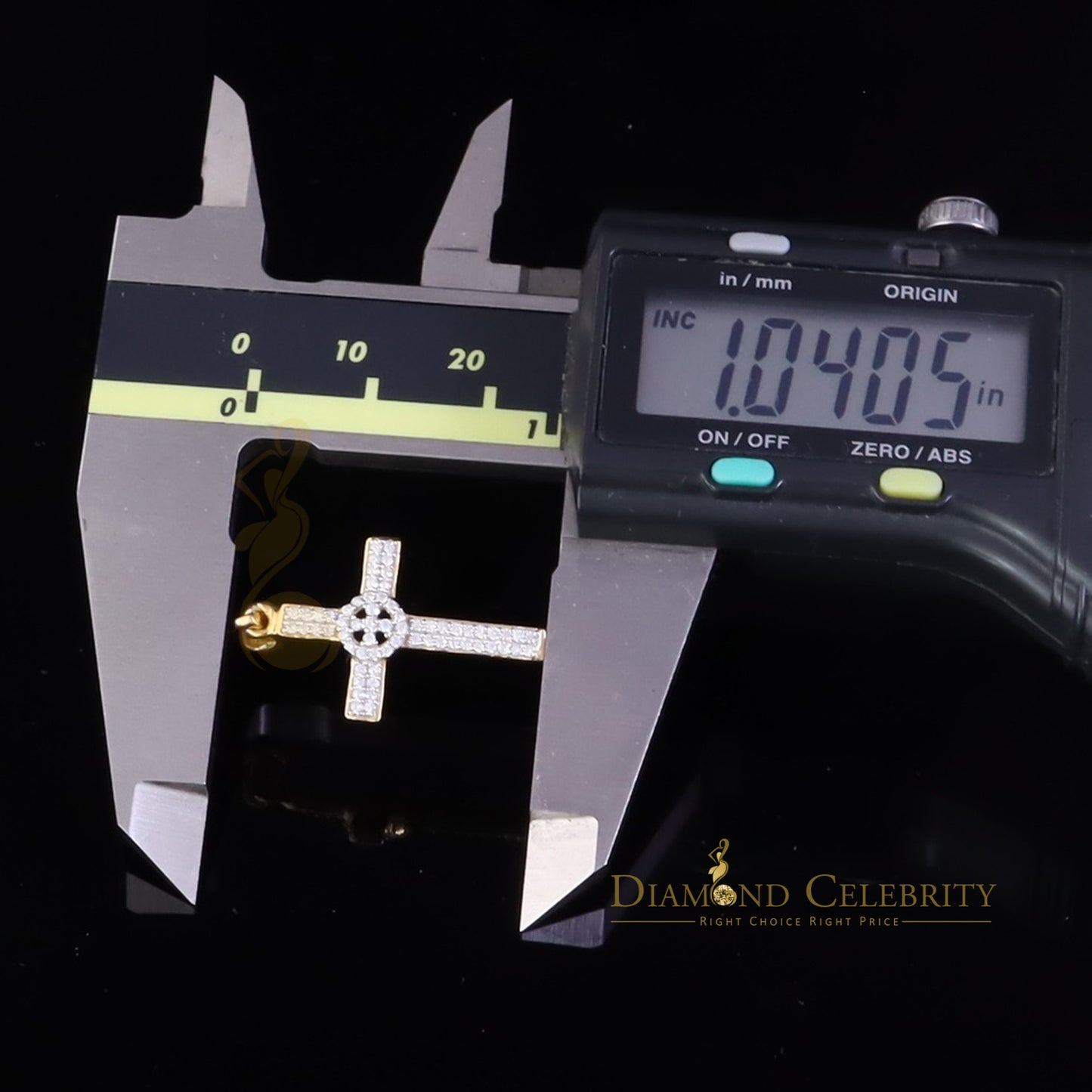 DiamondCelebritees Promising Fancy Yellow 925 Sterling Silver Cross Pendant with Cubic Zirconia