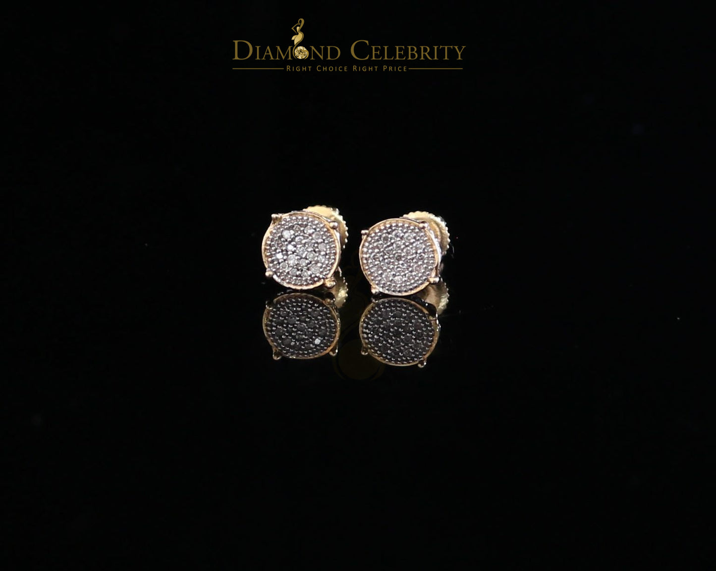 DiamondCelebritees 10K Real Yellow Gold with 0.10CT Real Diamonds stud Earrings Men's/Women's