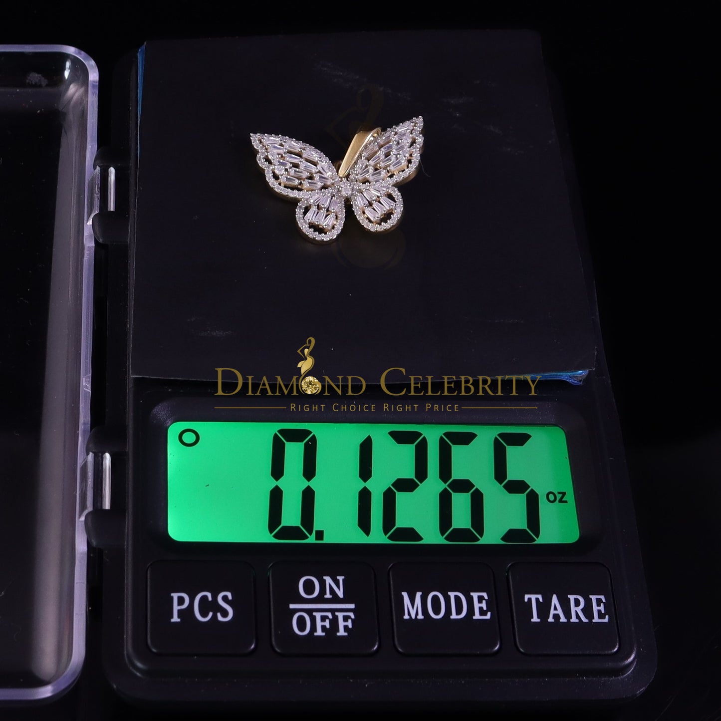 Diamondcelebritees Butterfly Pendant Men's/Womens 925 Silver Yellow 1.75ct VVS 'D' Moissanite