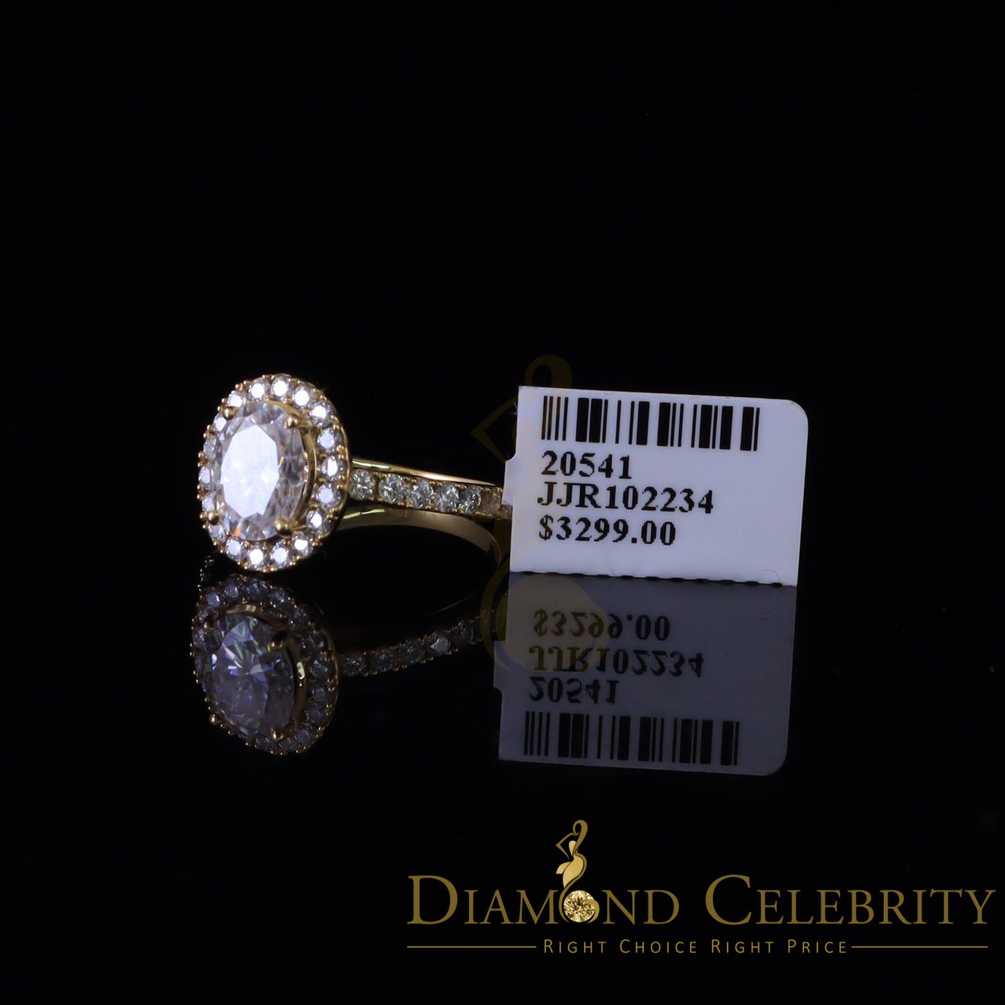 King Of Blings 10K Yellow Gold 3.00CT 'VVS' 'FL' D clr Oval Cut Moissonite Womens Ring S/7
