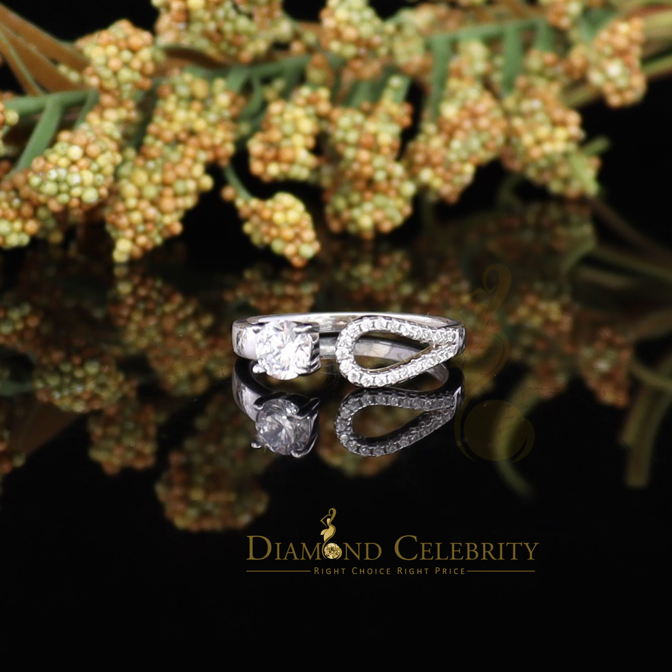 DiamondCelebritees 925 Sterling White Silver 1.00ct Cubic Zirconia Engagement Womens Ring Size 7