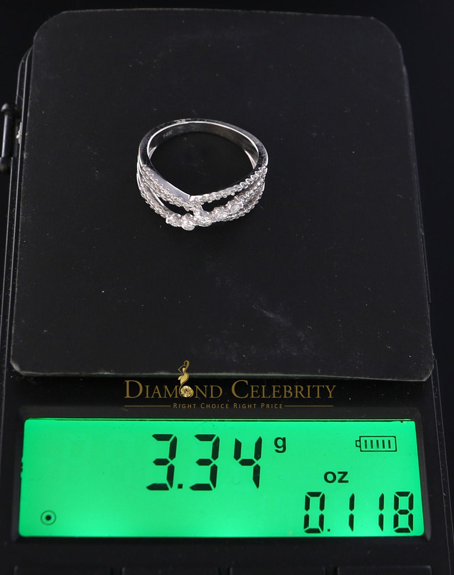 DiamondCelebritees Real 14 kt White Gold with 0.50 CT Genuine Diamond Crown Womens Ring Size 7