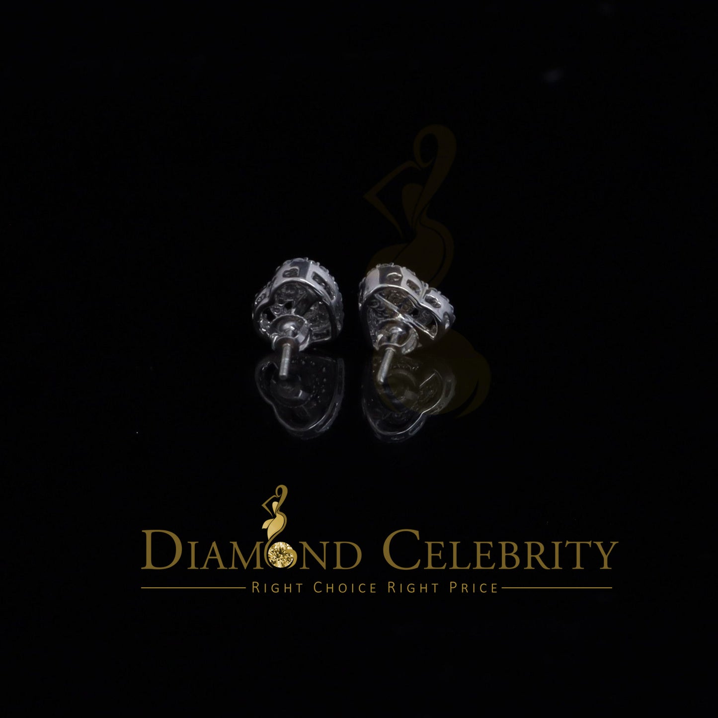 DiamondCelebritees 1.07ct Cubic Zirconia 925 White Sterling Silver Women's Hip Hop Heart Earrings