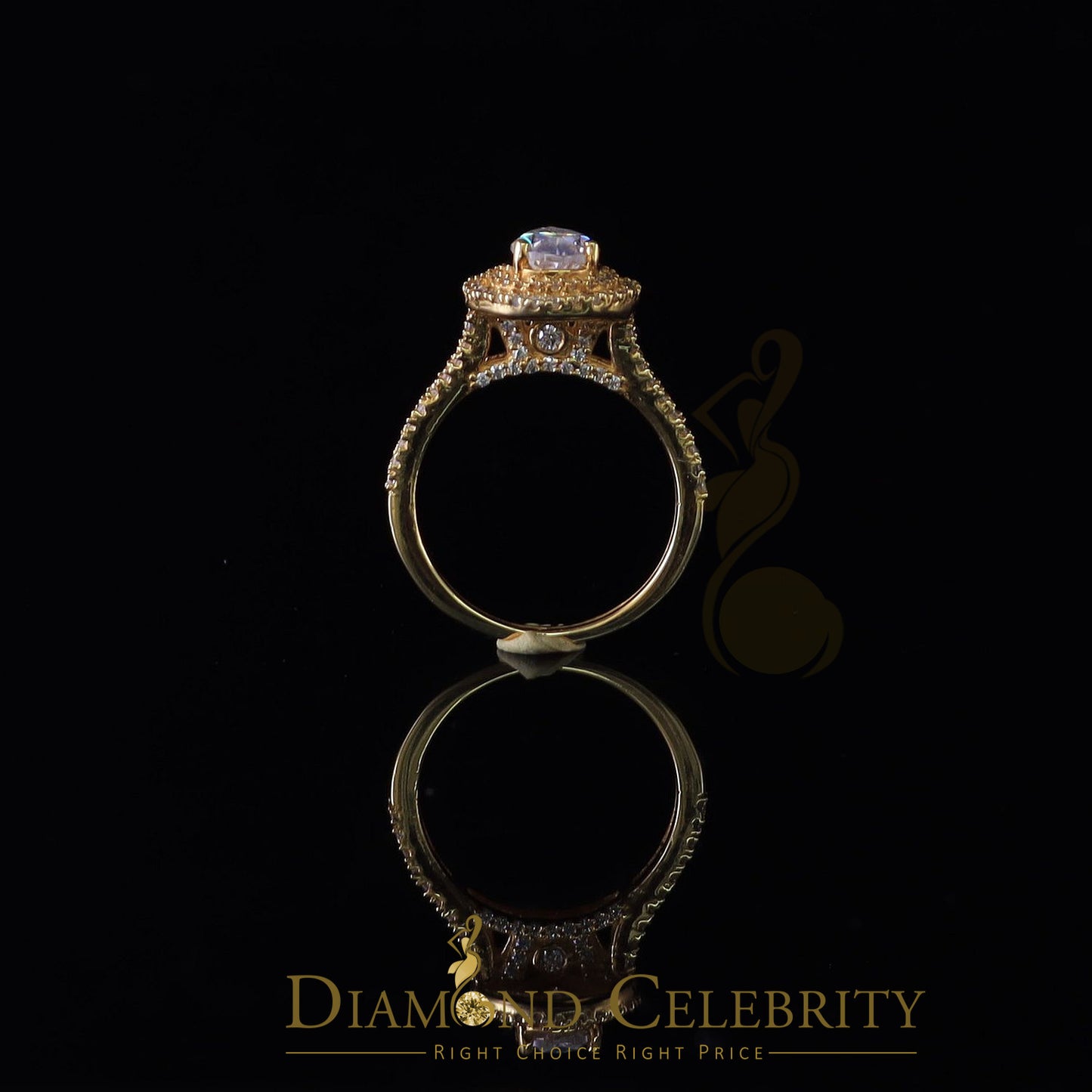 King Of Blings 10K Yellow Gold 2.00CT 'VVS' 'FL' D clr Pear Cut Moissonite Womens Ring Size 7