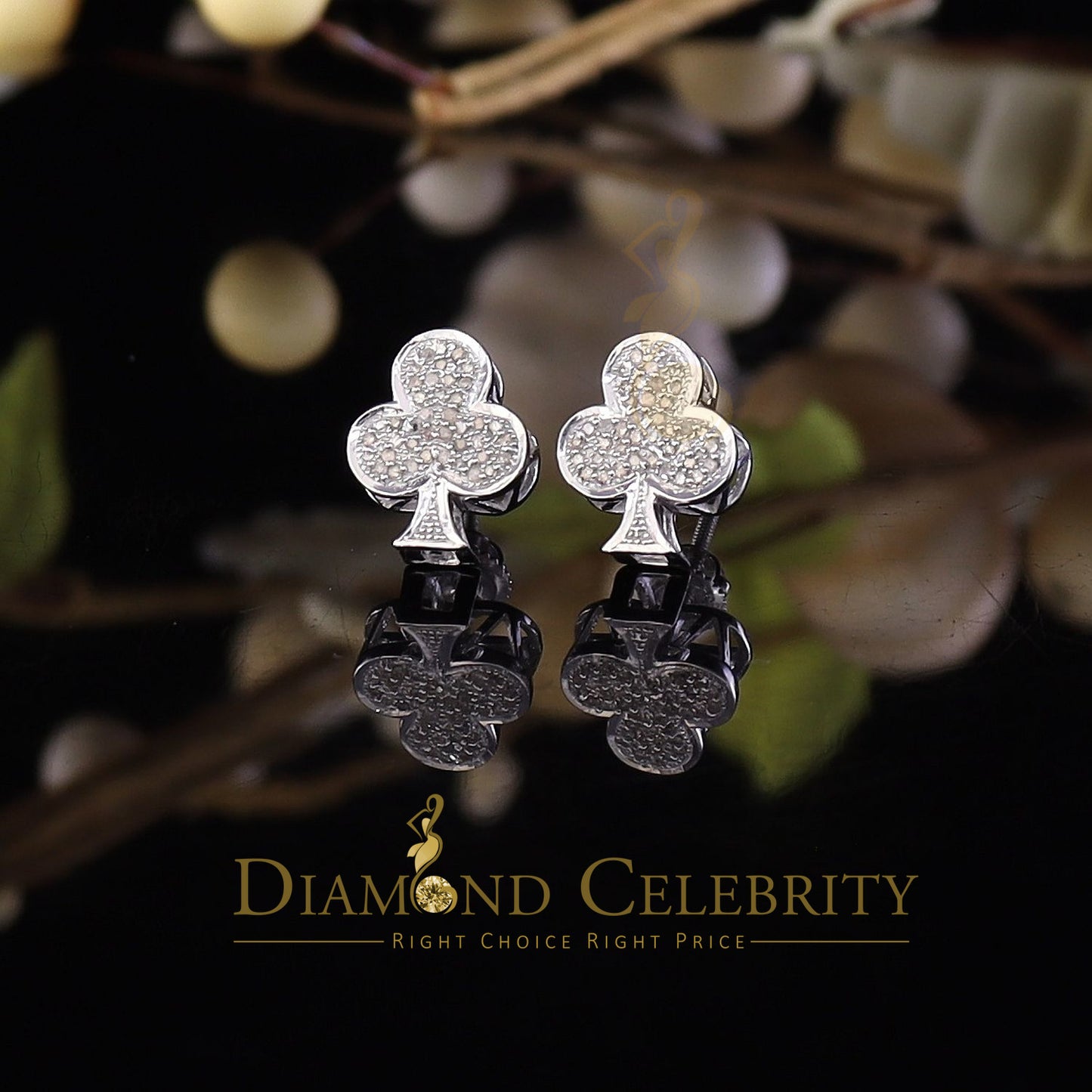 DiamondCelebritees 0.20ct Diamond 925 Sterling White Silver Women's & Men's Club Suit Earrings