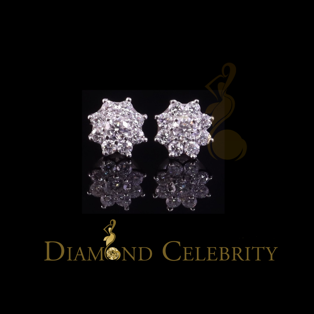 Diamondcelebritees Moissanite Floral Stud Earrings Men's/Womens 925 Silver White 1.00ct VVS 'D'