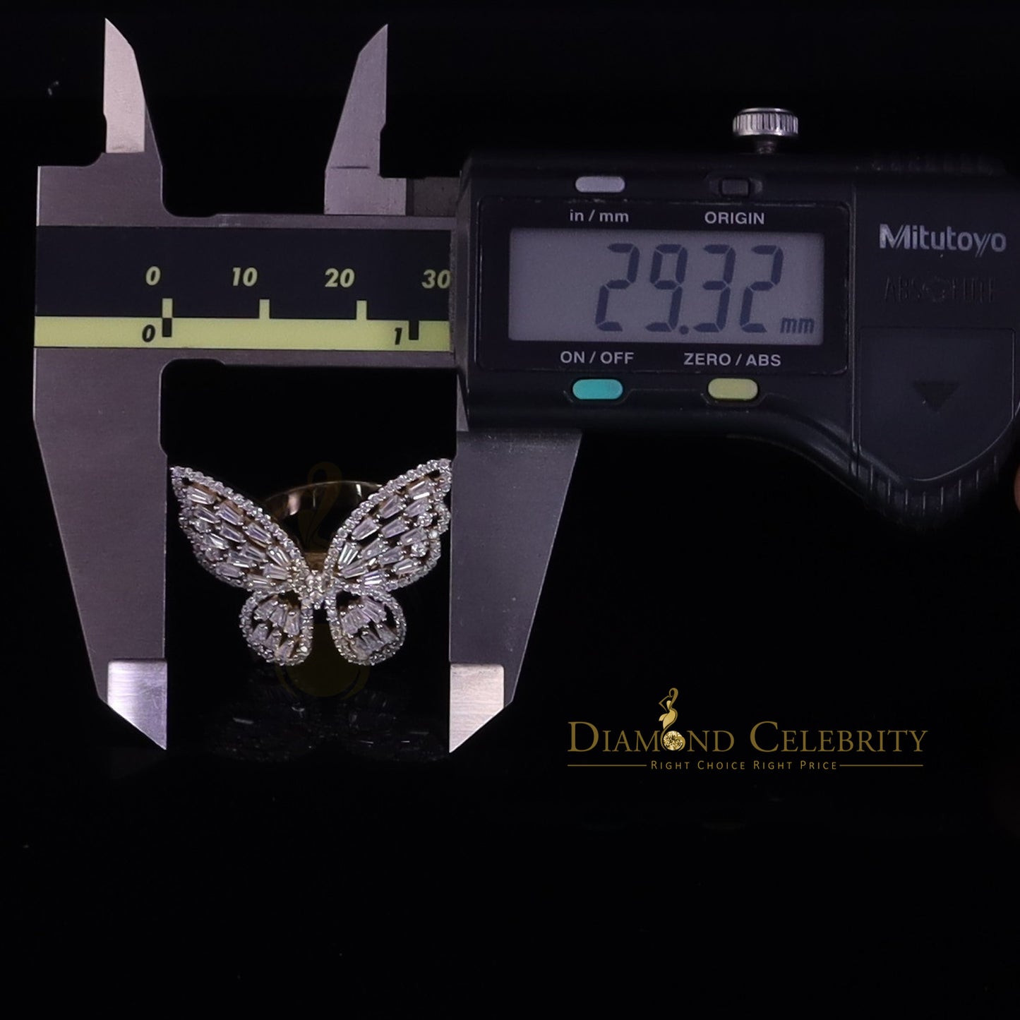 DiamondCelebritees Womens 925 Silver Yellow 1.75ct VVS 'D' Moissanite Butterfly Rings