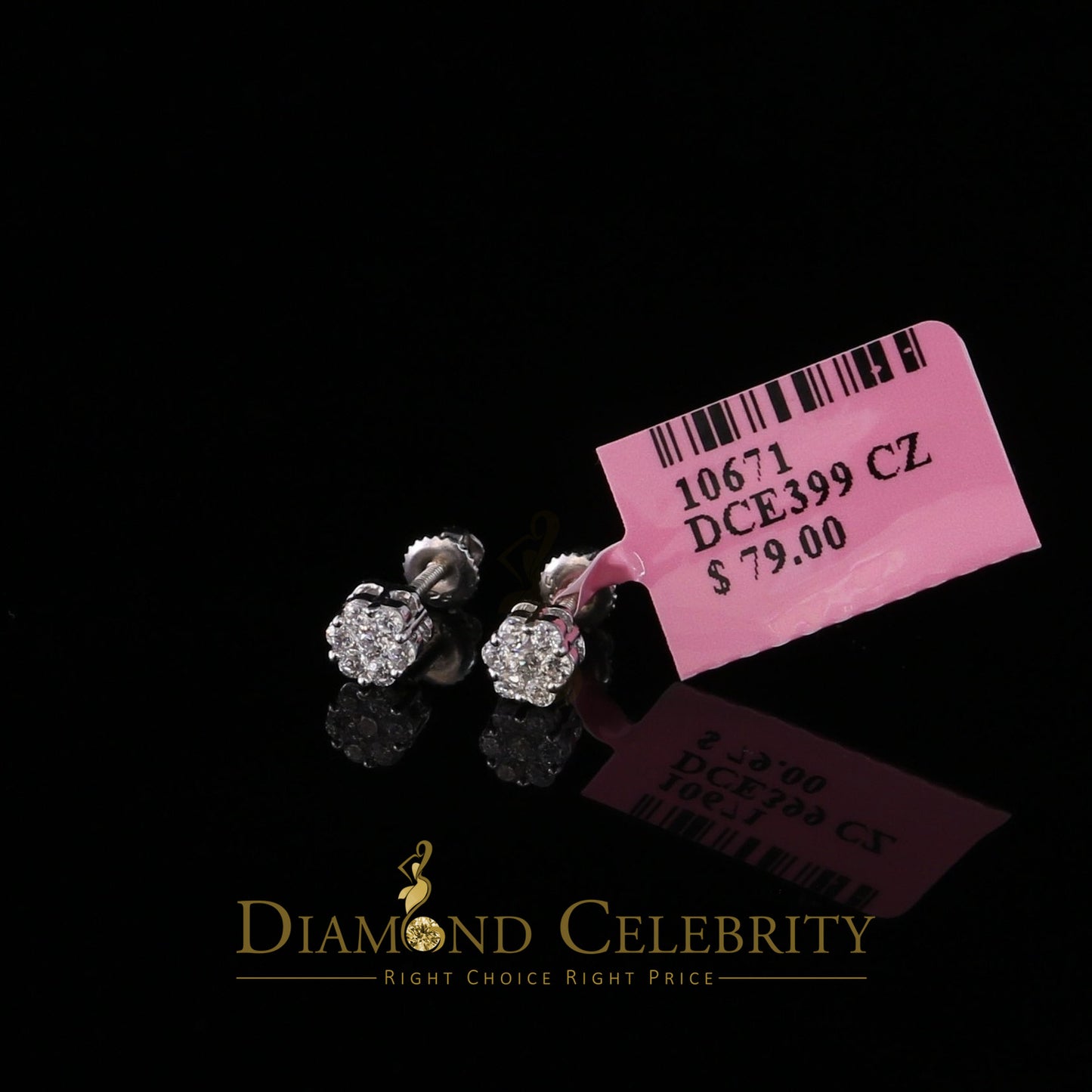 DiamondCelebritees 925 White Silver Sterling Hip Hop 1.14ct Cubic Zirconia Floral Women's Earrings