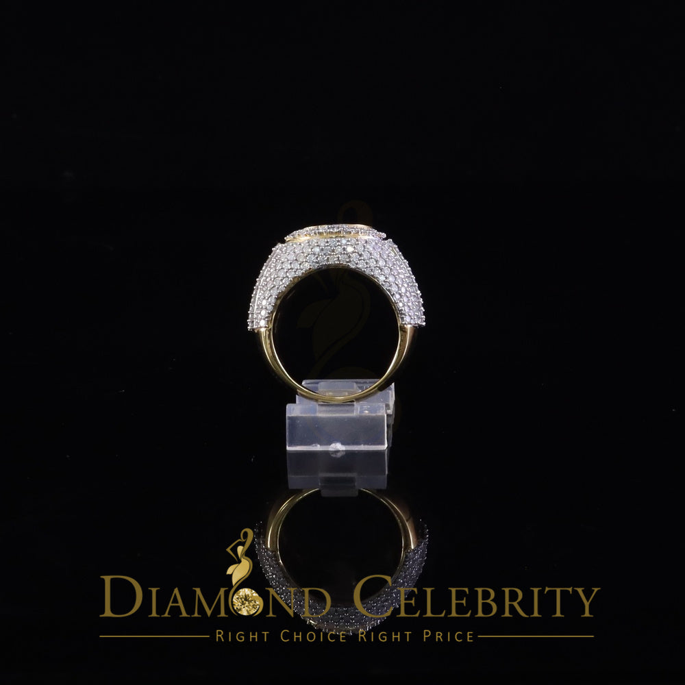 DiamondCelebritees Sterling Yellow Silver 5.50ct Buguette VVS 'D' Moissanite Round Men's Ring SZ 10