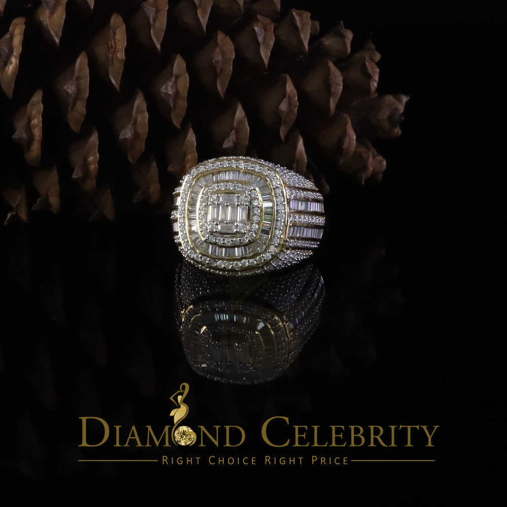 DiamondCelebritees Men's 925 Sterling Silver 5.50ct VVS 'D' Moissanite Yellow Round Rings Size 10