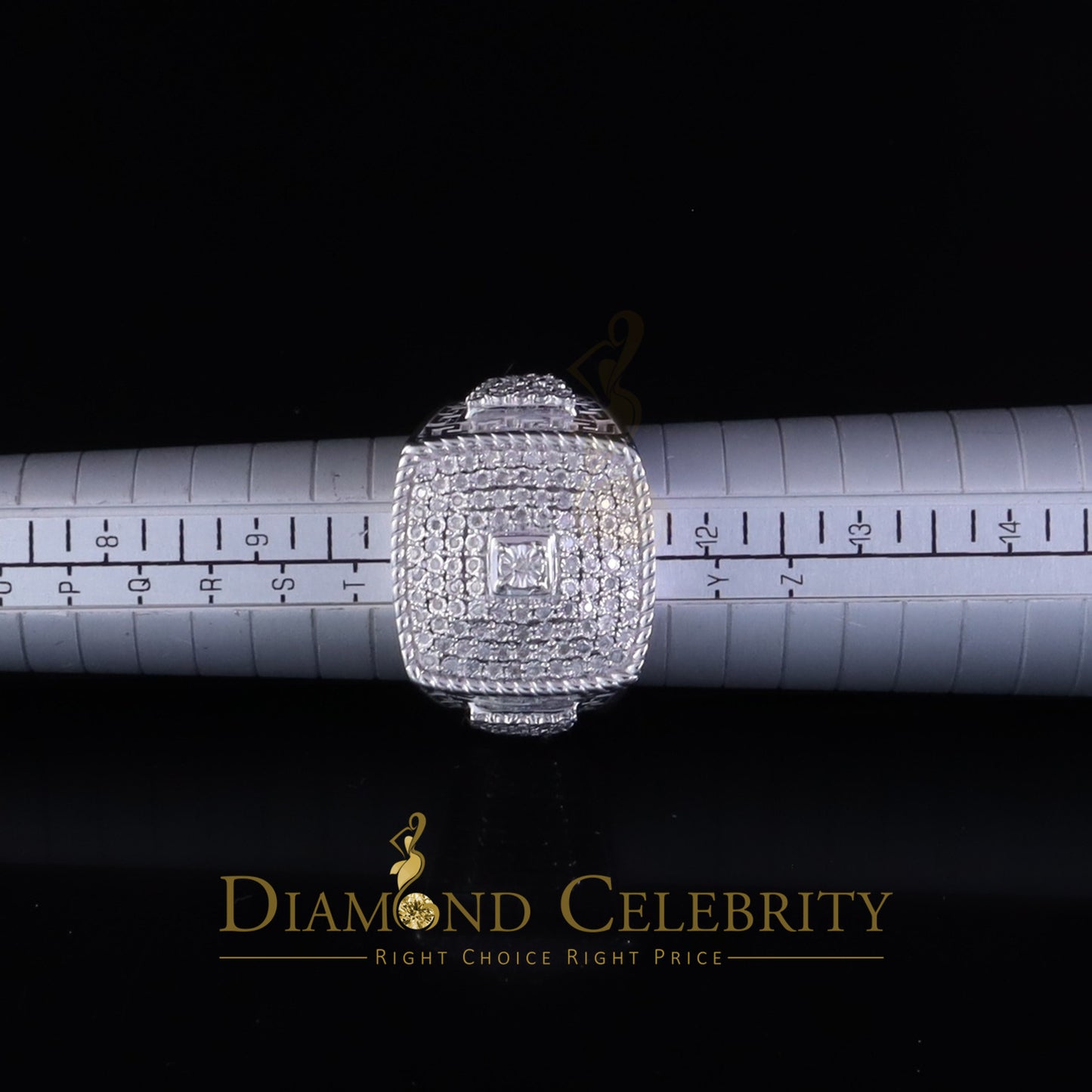 DiamondCelebritees Real 0.81ct Micro Pave Diamond Big Look 925 White Silver Ring Size 11 for Mens