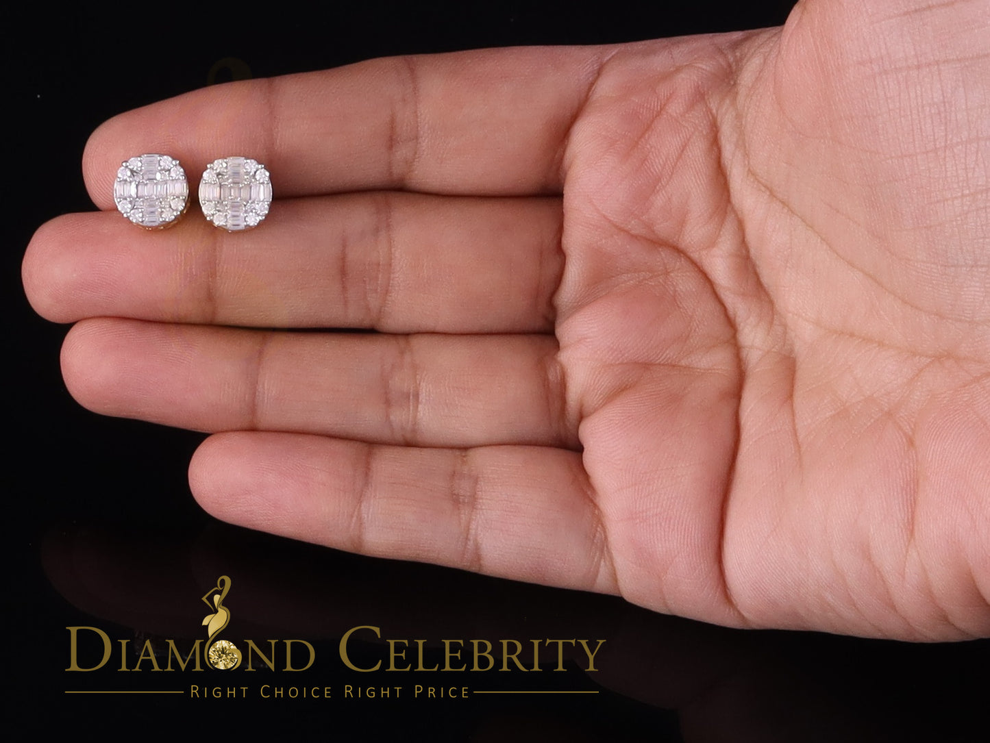 DiamondCelebritees Mens/Womens 925 Silver Yellow 1.50ct VVS 'D' Moissanite Stud Round Earring