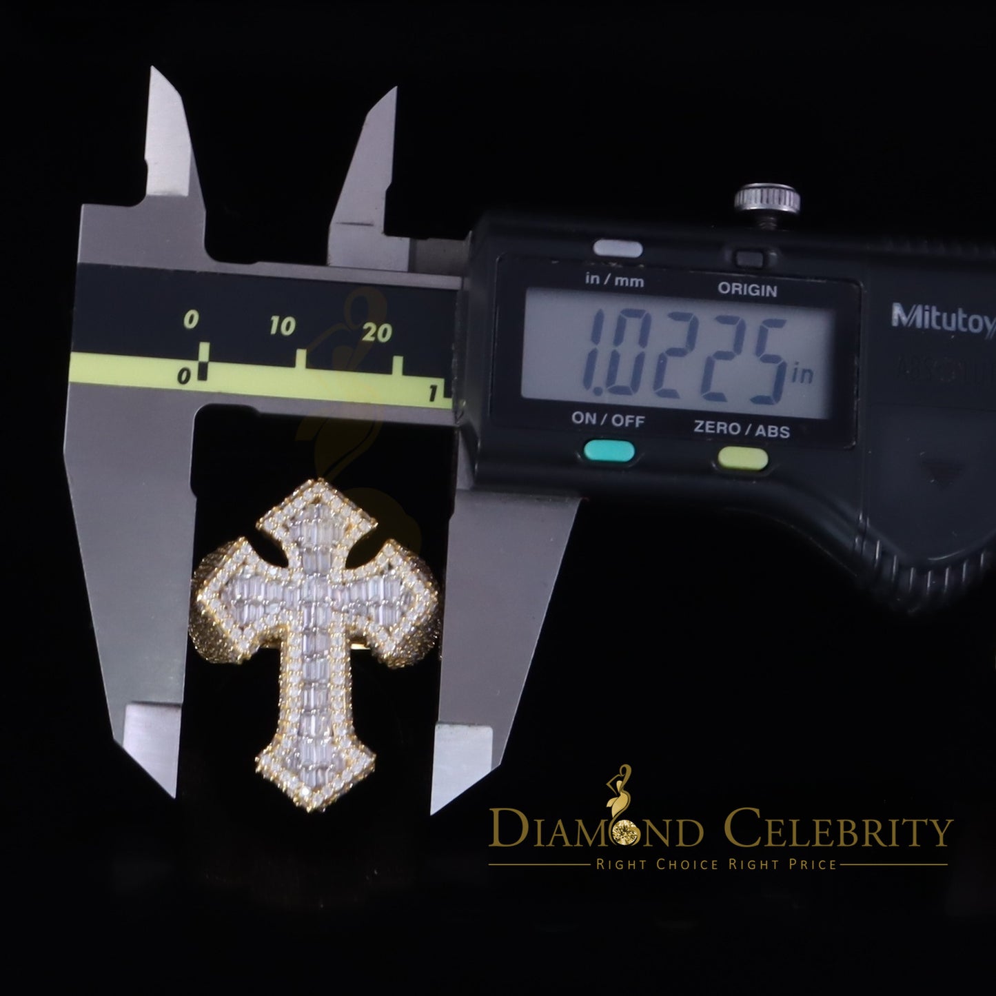 DiamondCelebritees New Yellow Cross Rings Size 10 Men's 925 Sterling Silver 6.0ct VVS D Moissanite