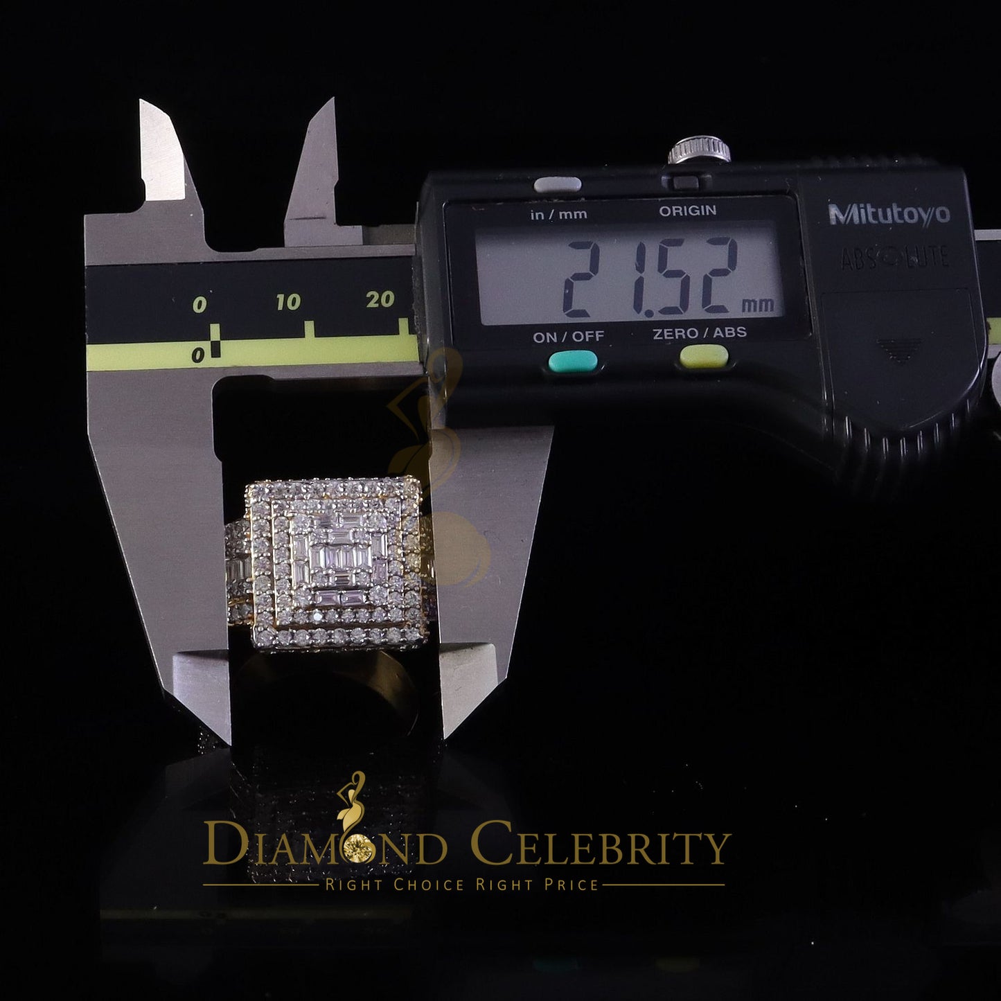 DiamondCelebritees 925 Yellow Silver 5.00ct VVS 'D' Moissanite Stone Men's for Square Rings Size 10