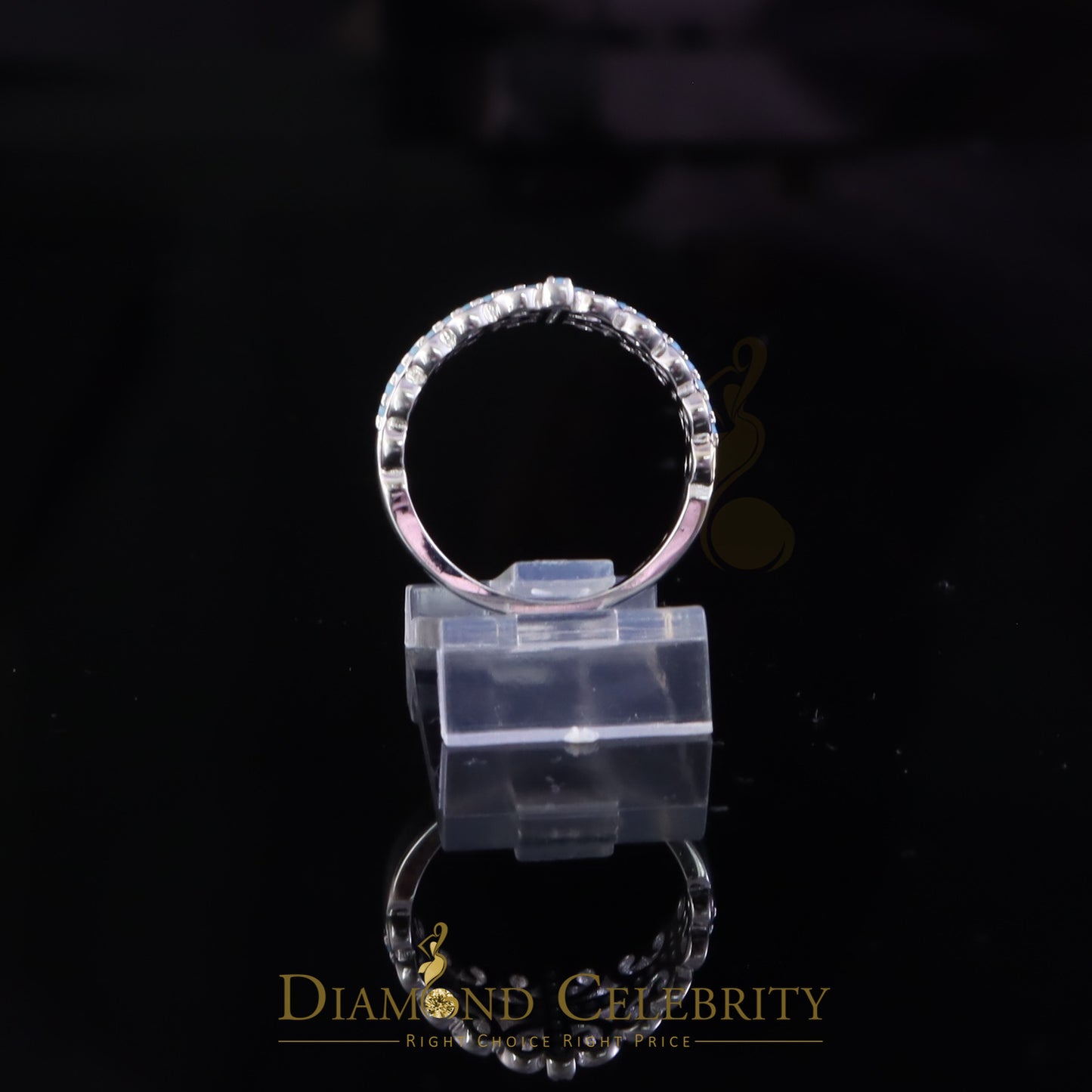 DiamondCelebritees 925 Sterling White Silver 0.50ct Cubic Zirconia Cross Shape Womens Ring Size 7