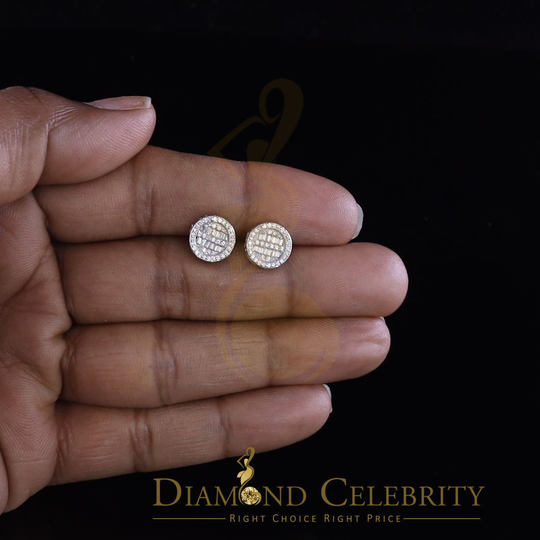 Diamondcelebritees 0.50ct VVS 'D' Moissanite Men's/Womens 925 White Silver Round Stud Earrings