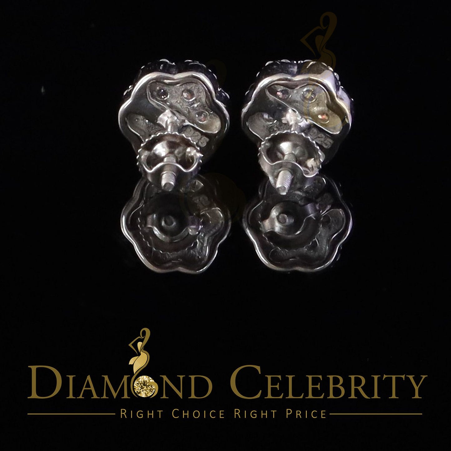Diamondcelebritees 925 White Silver 0.66ct VVS 'D' Moissanite Floral Stud Earring Men's/Womens