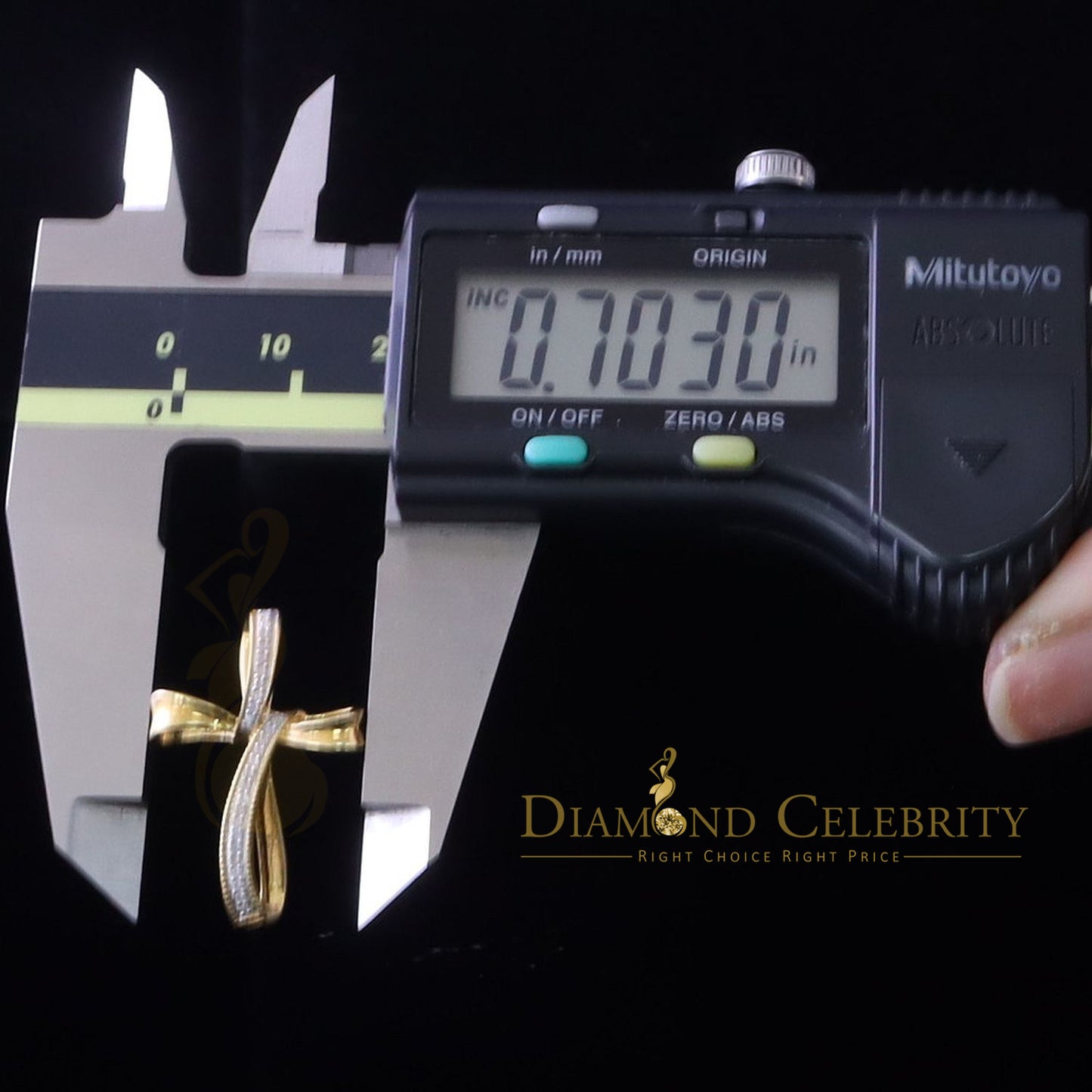 DiamondCelebritees Real 0.07ct Diamond Sterling Silver Yellow Cross Pendant