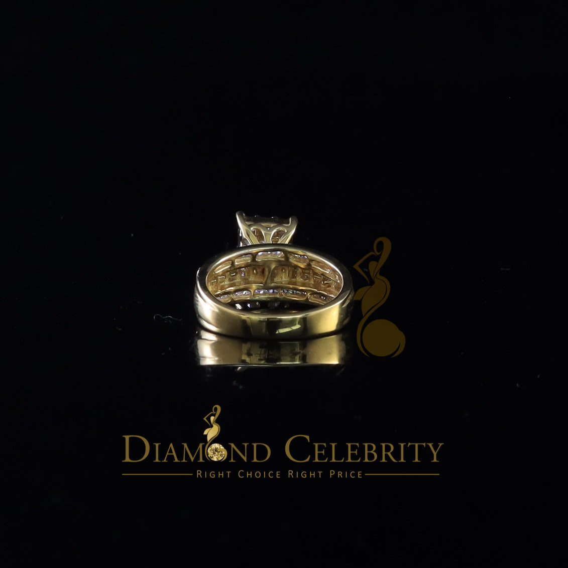 DiamondCelebritees 925 Sterling Yellow Silver Cinderella 1.10ct Cubic Zirconia Women's Ring Size 6
