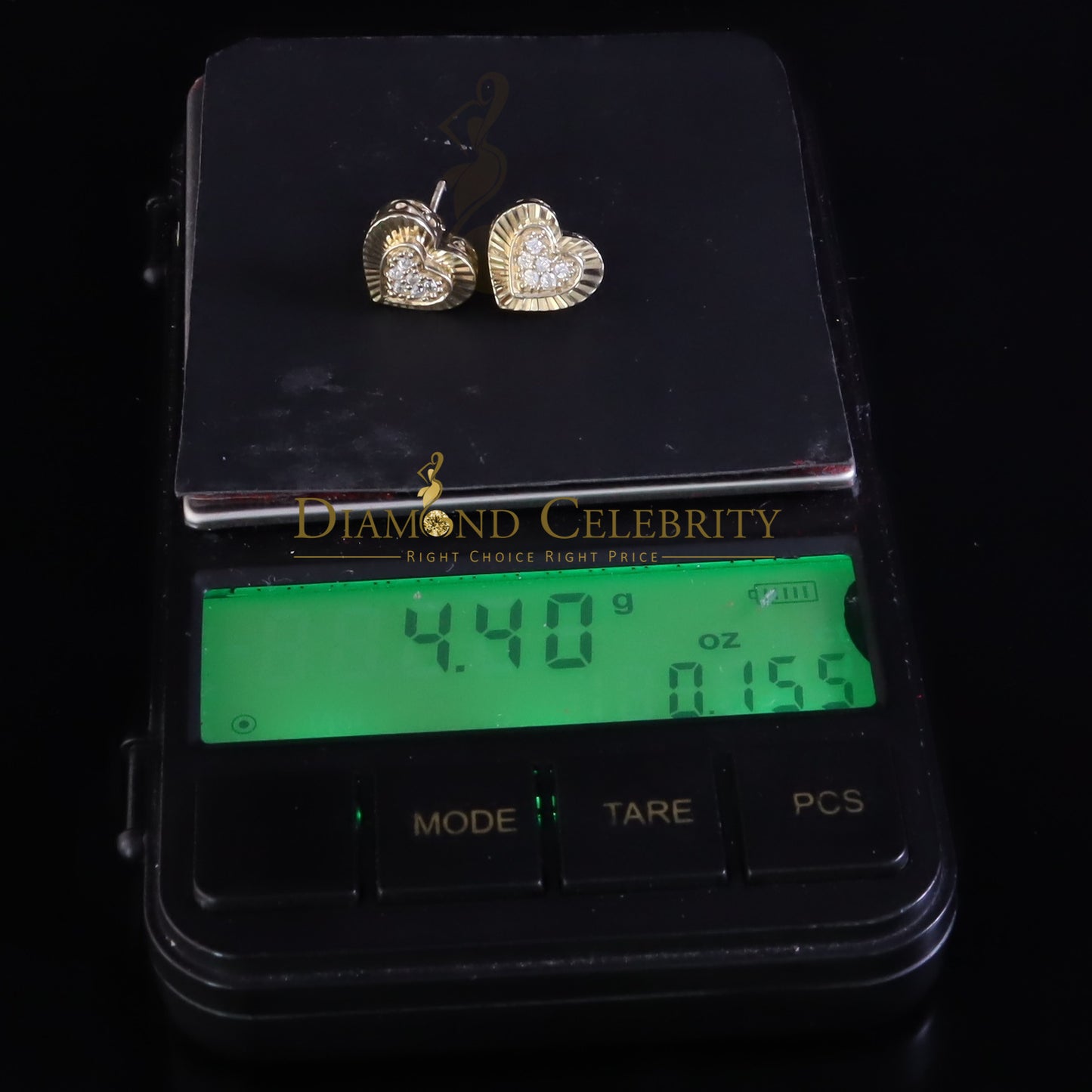 925 Sterling Yellow Silver 1.36ct Cubic Zirconia Heart Women's Stud Earrings
