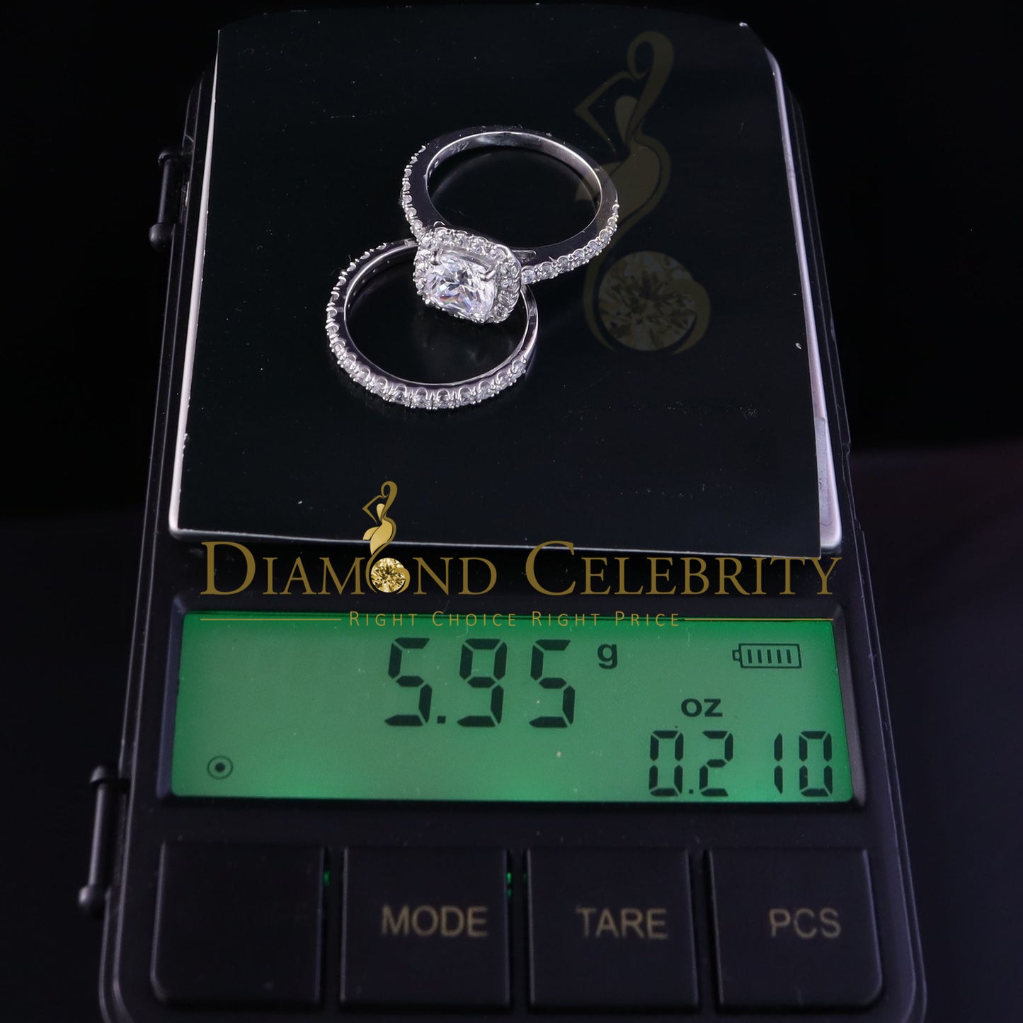 DiamondCelebritees 6.80ct White Cubic Zirconia 925 Sterling Silver Bridal Fashion Womens Ring SZ 7