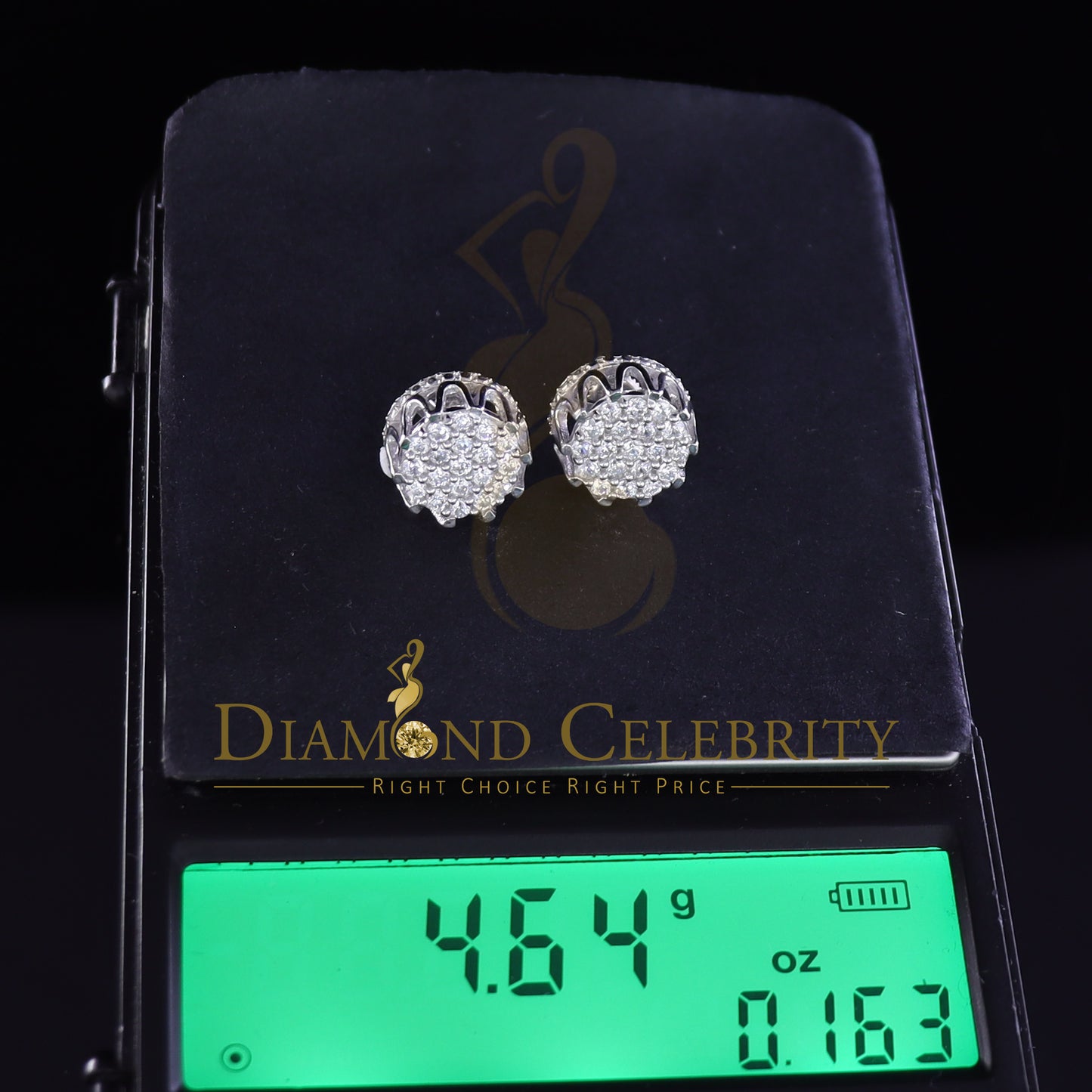 DiamondCelebritees White 925 Sterling Silver 2.04ct Cubic Zirconia Women's & Men's Floral Earrings