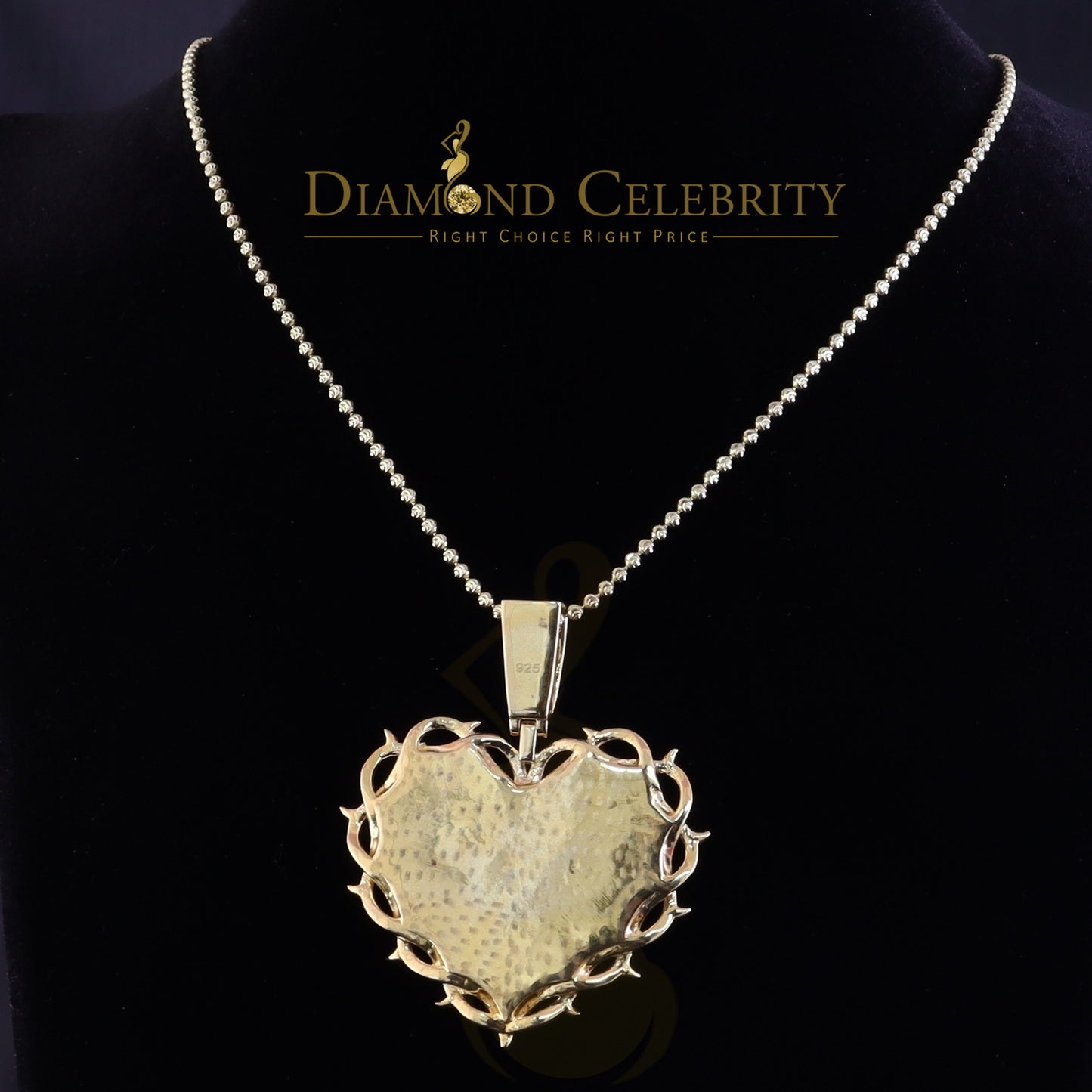 Diamondcelebritees Jesus 925 Silver 2.00ct Moissanite Yellow 1.60inches Jesus Love Charm Pendant