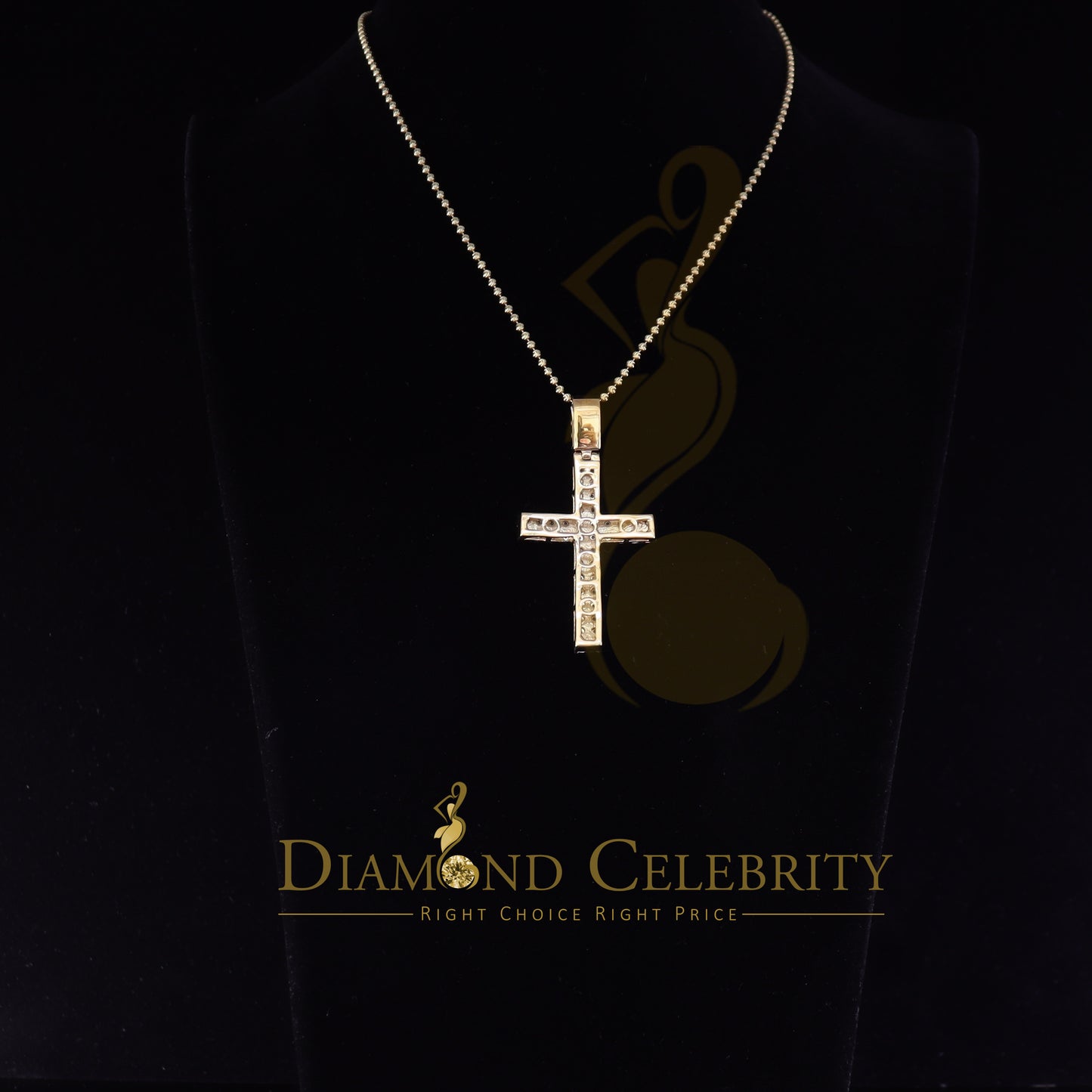 DiamondCelebritees Real 0.33ct Diamond Sterling Silver Yellow CROSS Charm Fashion Necklace Pendant