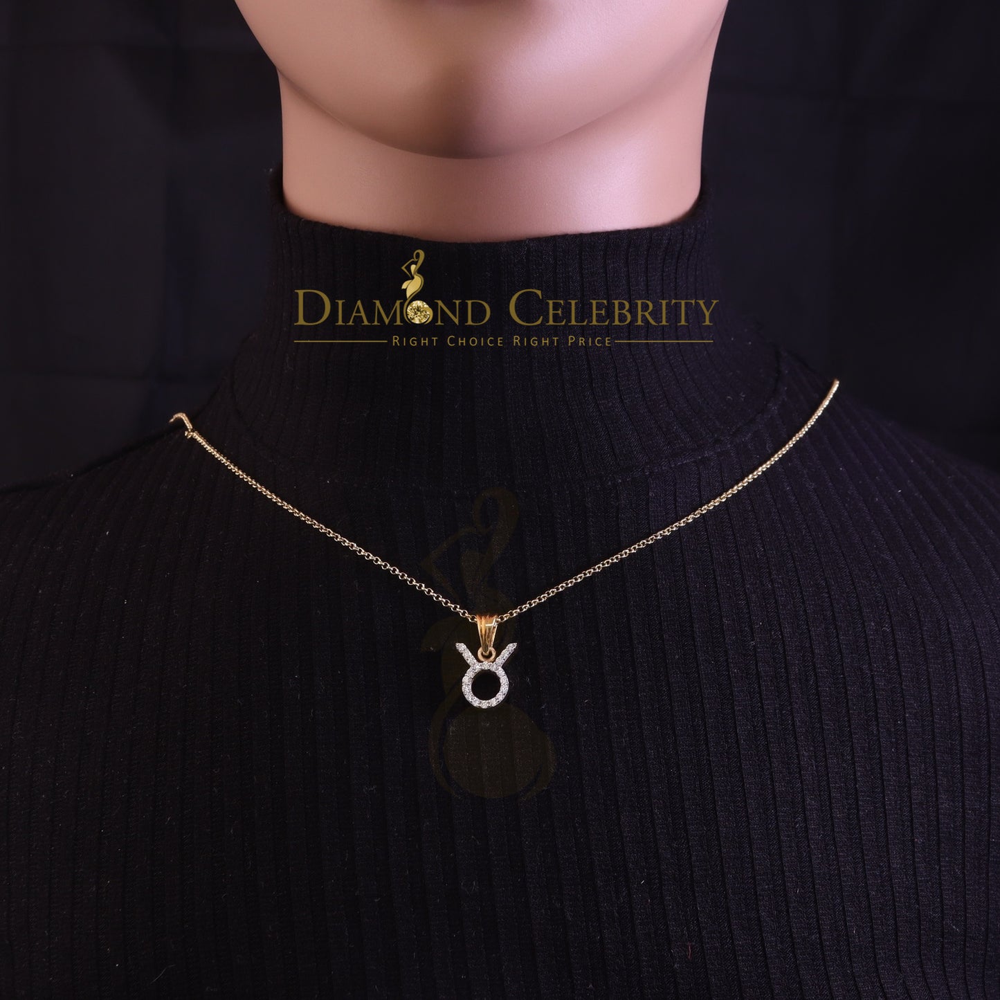 DiamondCelebritees 0.65ct Cubic Zirconia Silver Yellow TAURUS MAY Month Pendant for Men's & Women's