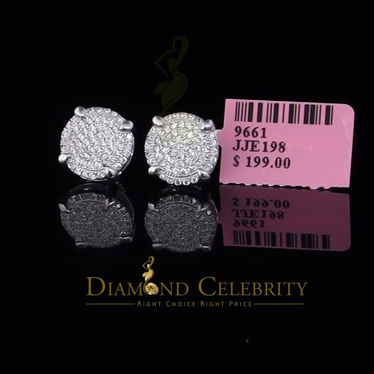 DiamondCelebritees 925 White Sterling Silver 1.06ct Cubic Zirconia Round Women's Stud Earrings