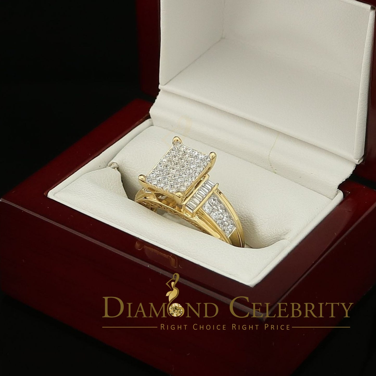 DiamondCelebritees New Big Look 925 Yellow Silver2.08ct Cubic Zirconia Style Cinderella Ring size 9