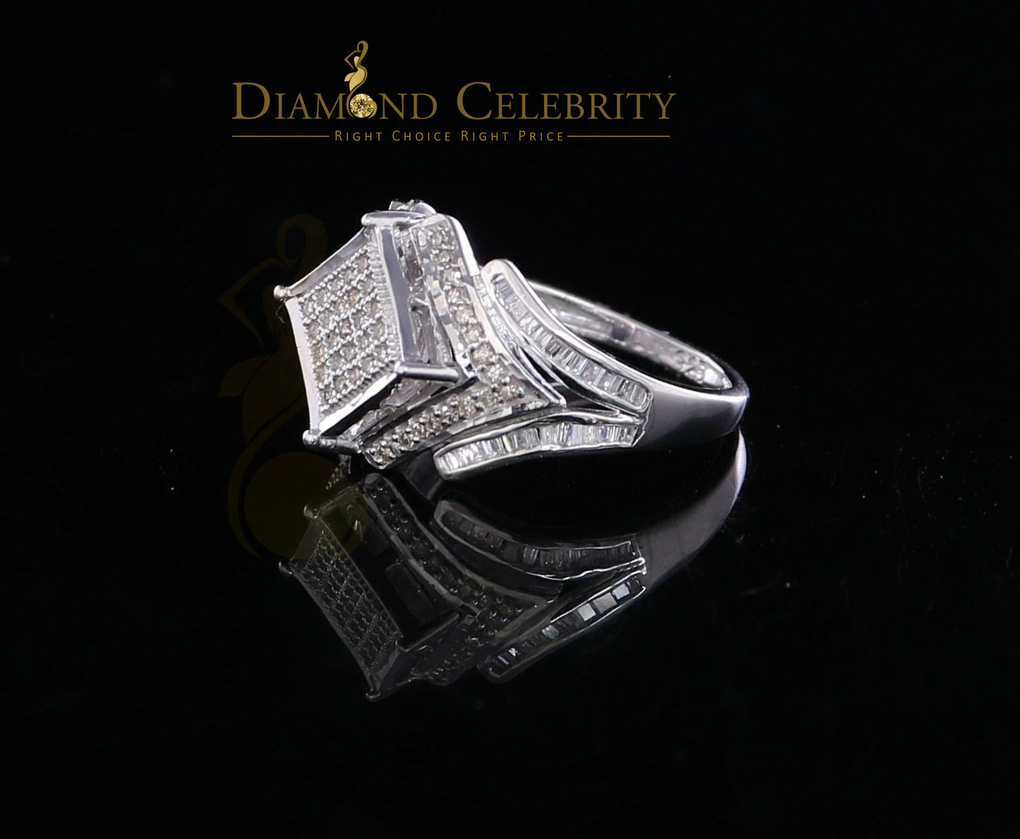 DiamondCelebritees 0.66CT Real Diamond 925 Sterling Silver White Square Men's Engagement Ring SZ 7