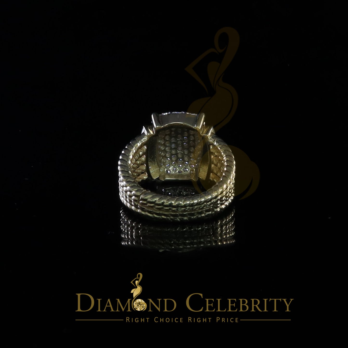 DiamondCelebritees 925 Silver Yellow 1.94ct Cubic Zirconia Adjustable Men's Ring From SZ 8 to 10