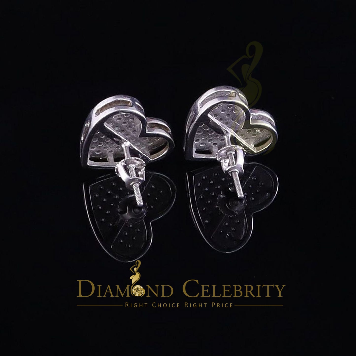 DiamondCelebritees 925 Sterling White Silver 0.84ct Cubic Zirconia Women's & Men's Heart Earring