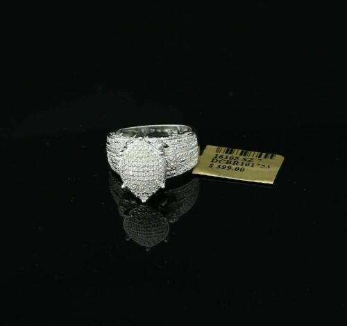 DiamondCelebritees Diamond 0.20CT 925 Sterling White Silver Engagement Cocktail Womens Ring Size 7