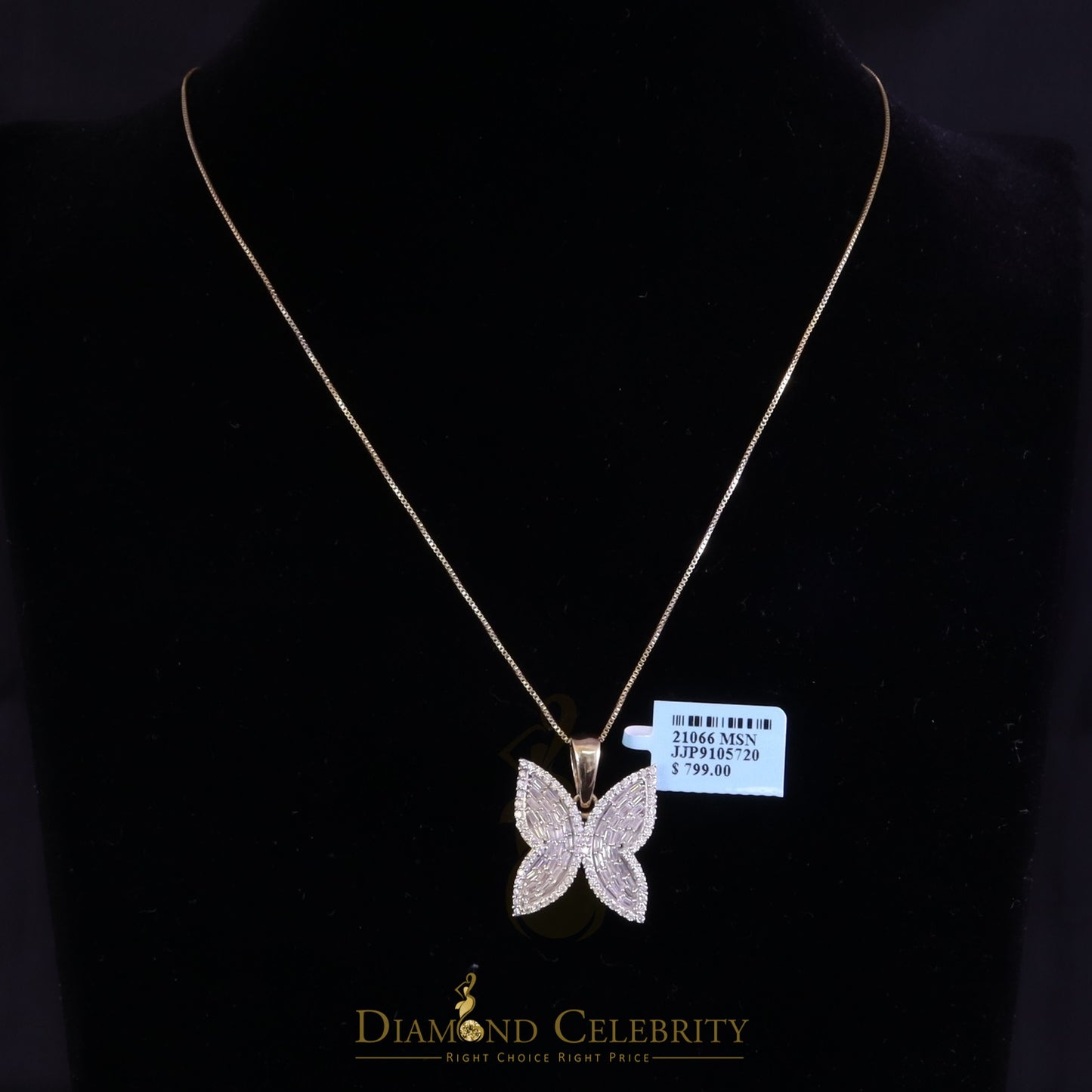 Diamondcelebritees Men's/Womens 925 Silver Yellow 1.50ct VVS 'D' Moissanite Butterfly Pendant