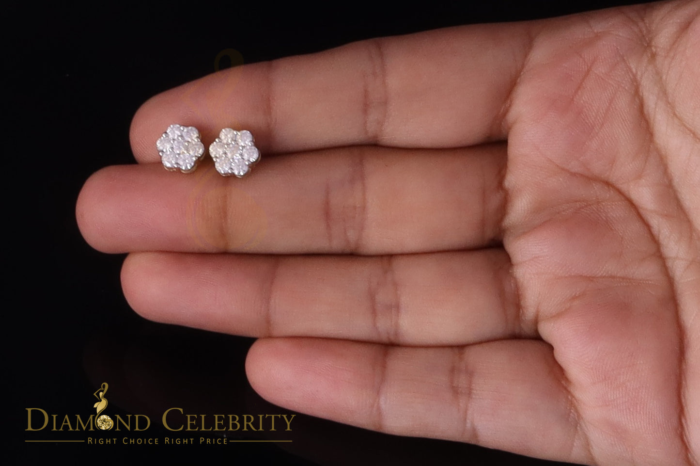 DiamondCelebritees 925 Silver Yellow 1.00ct VVS 'D' Moissanite Floral Stud Earrings Men's/Womens