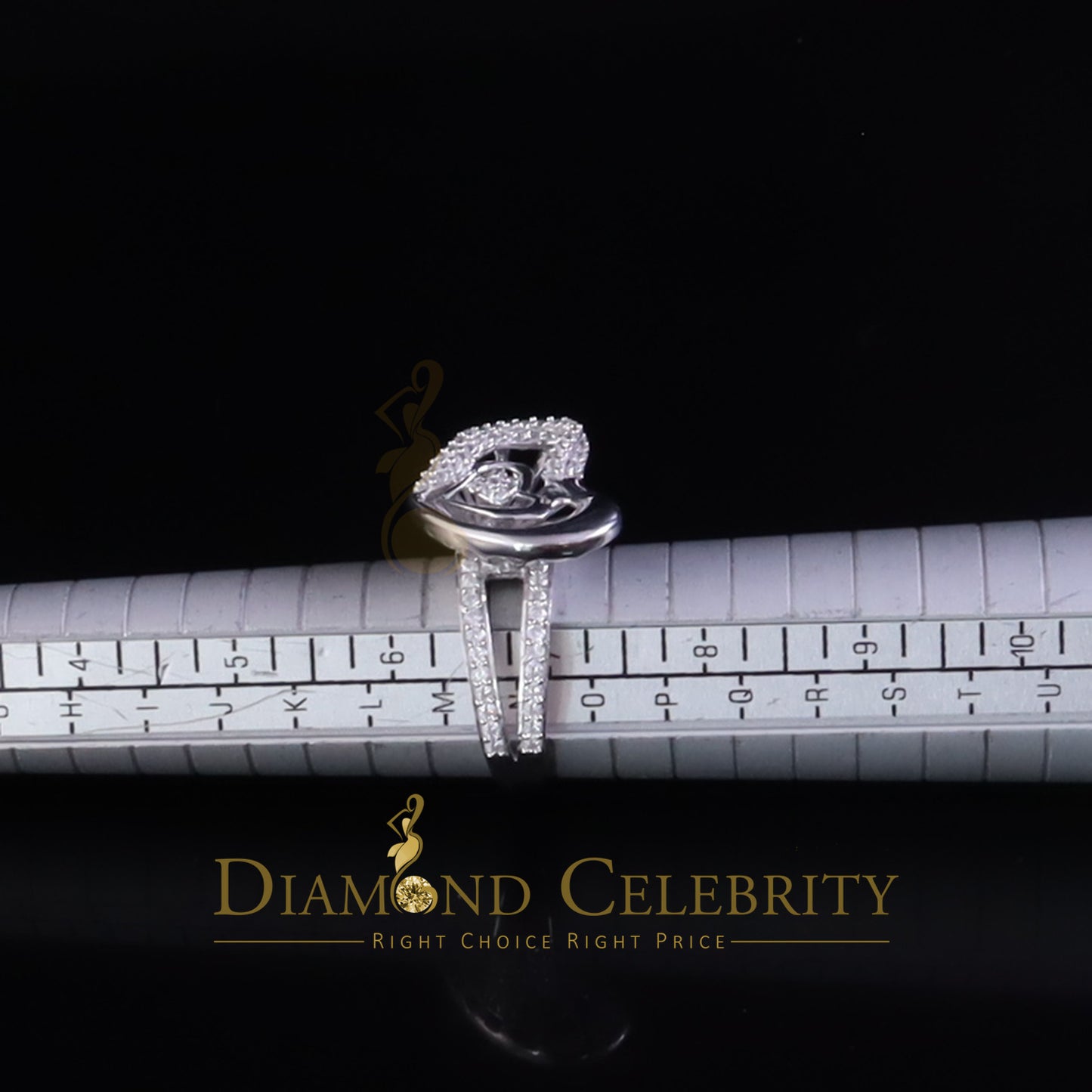 DiamondCelebritees 925 Silver Baguette 85 Cubic Zirconia Stones White Dual Heart Womens Ring SZ7.