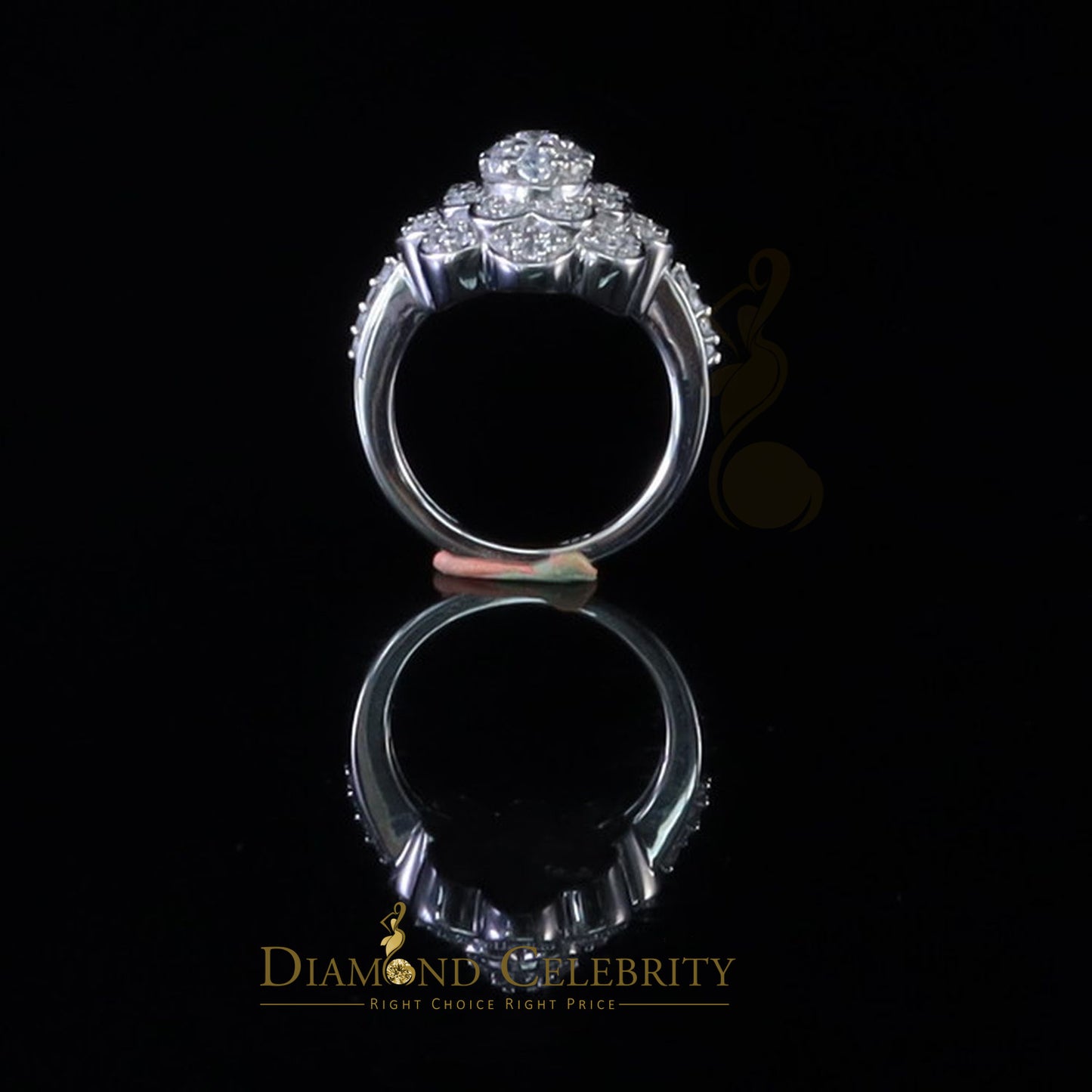 DiamondCelebritees 925 Sterling Silver White 2.10ct Cubic ZirconiaWide Flower Womens Ring Size7.5