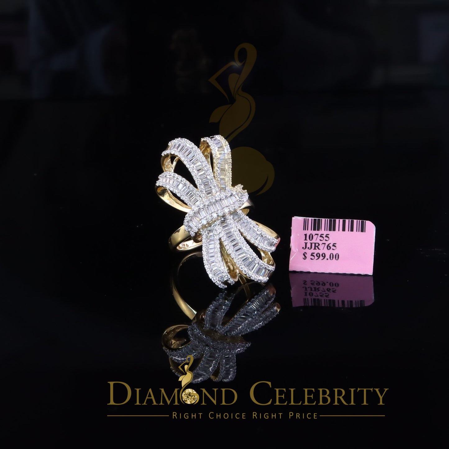DiamondCelebritees 4.20ct Cubic Zirconia In 925 Sterling Yellow Silver Cocktail Womens Ring Size 9