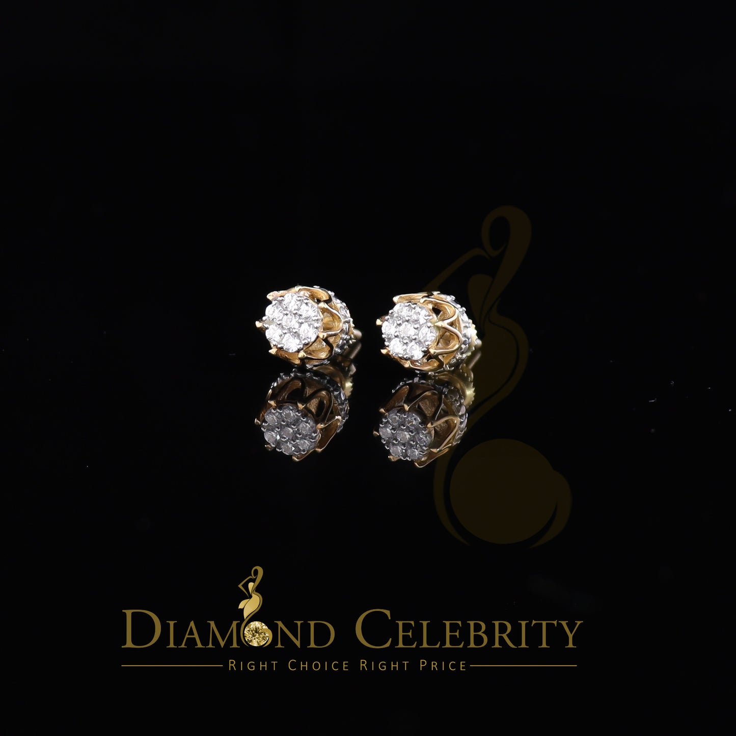 DiamondCelebritees Yellow 925 Silver Sterling 0.36ct Cubic Zirconia Hip Hop Floral Women's Earrings